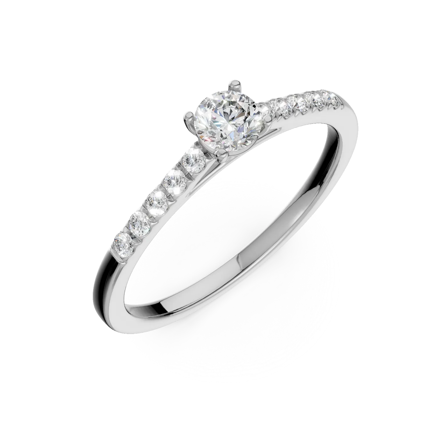Inel de logodna din aur alb cu diamant de 0.5ct si diamante de 0.1ct