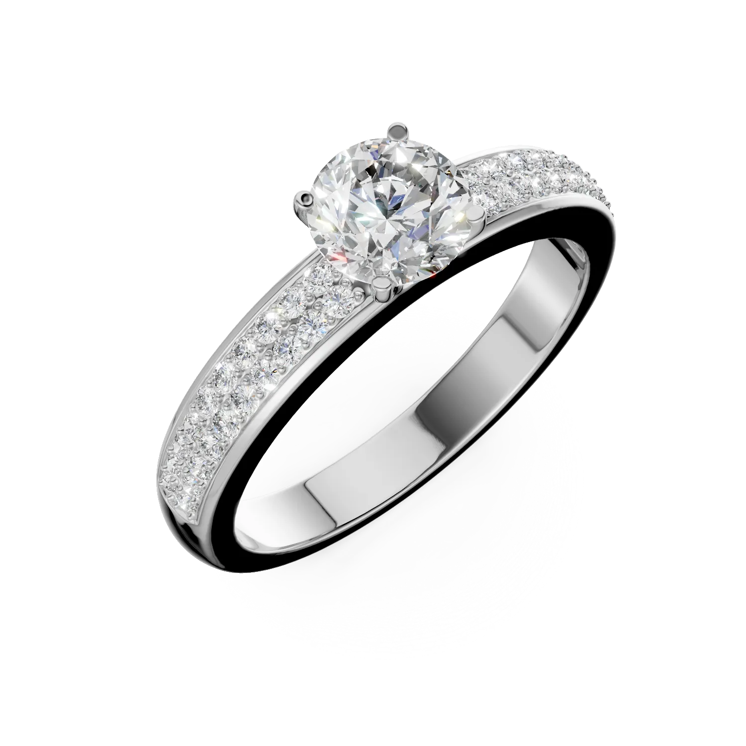 Inel de logodna din aur alb cu diamant de 0.6ct si diamante de 0.2ct