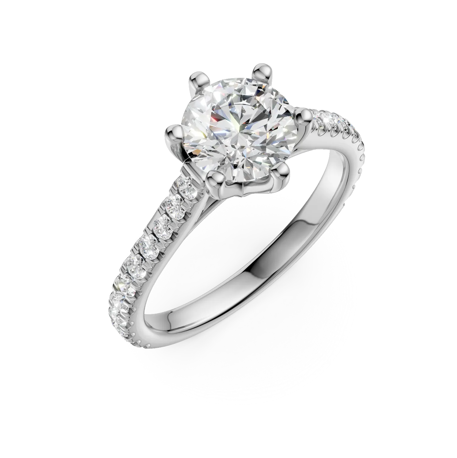 Inel de logodna din aur alb cu diamant de 1.3ct si diamante de 0.3ct