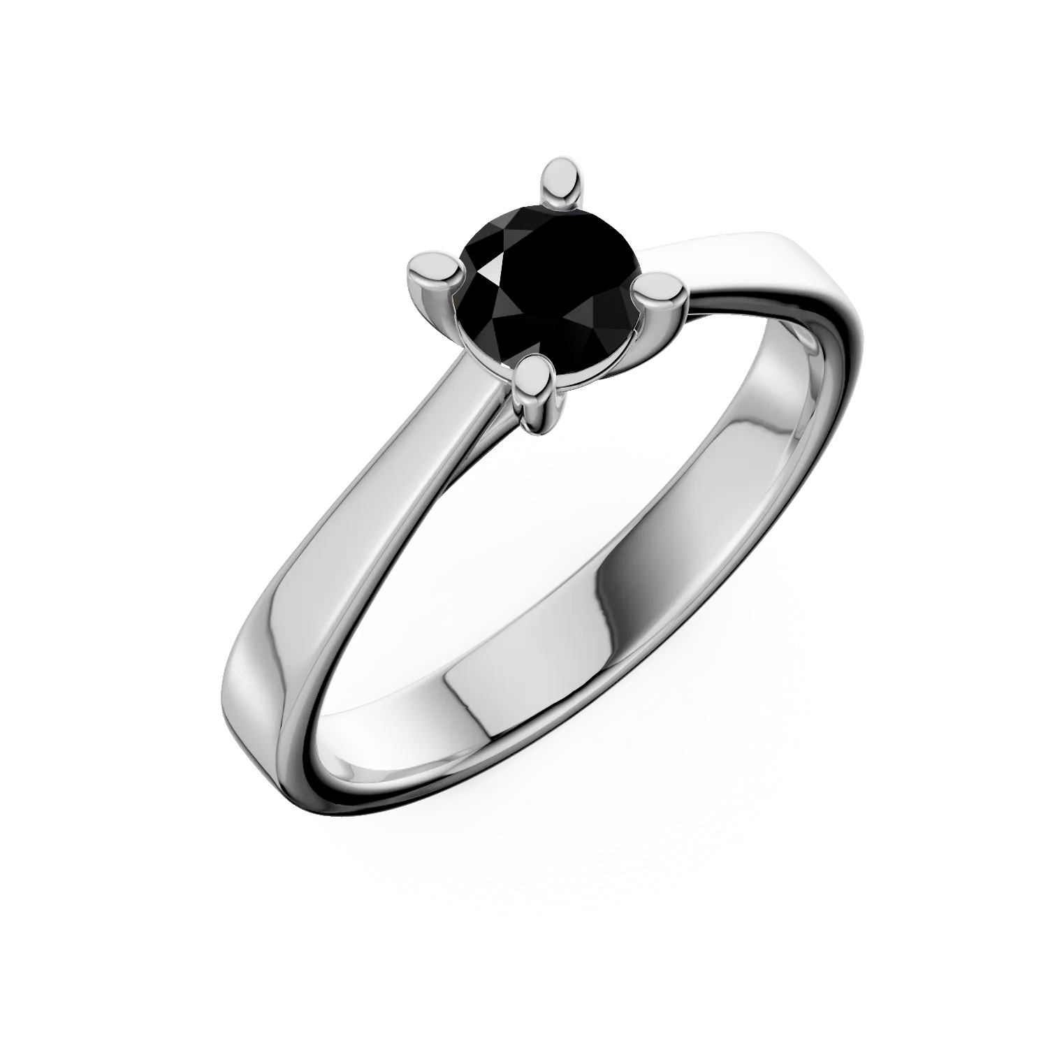 Inel de logodna din aur alb cu diamant negru de 0.4ct