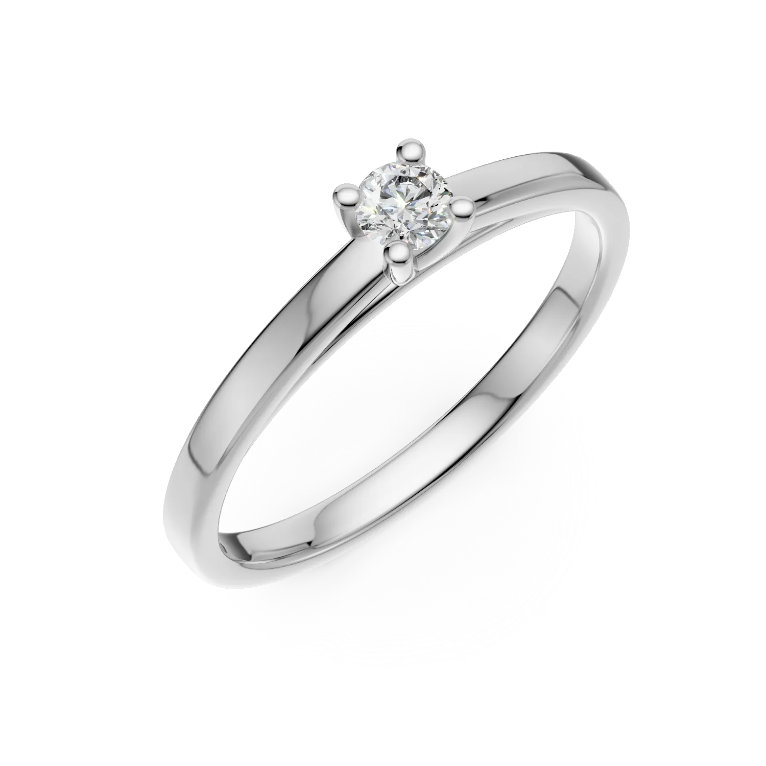 Inel de logodna din aur alb cu un diamant solitaire de 0.14ct 1 Inel de logodna din aur alb cu un diamant solitaire de 0.14ct