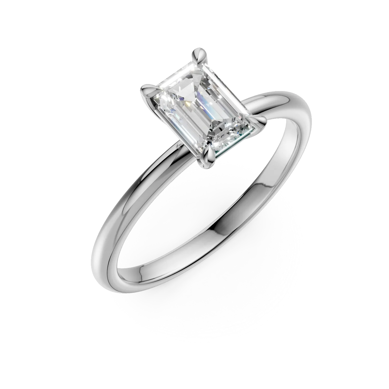 Inel de logodna din aur alb cu un diamant emerald solitaire de 0.7ct 1 Inel de logodna din aur alb cu un diamant emerald solitaire de 0.7ct