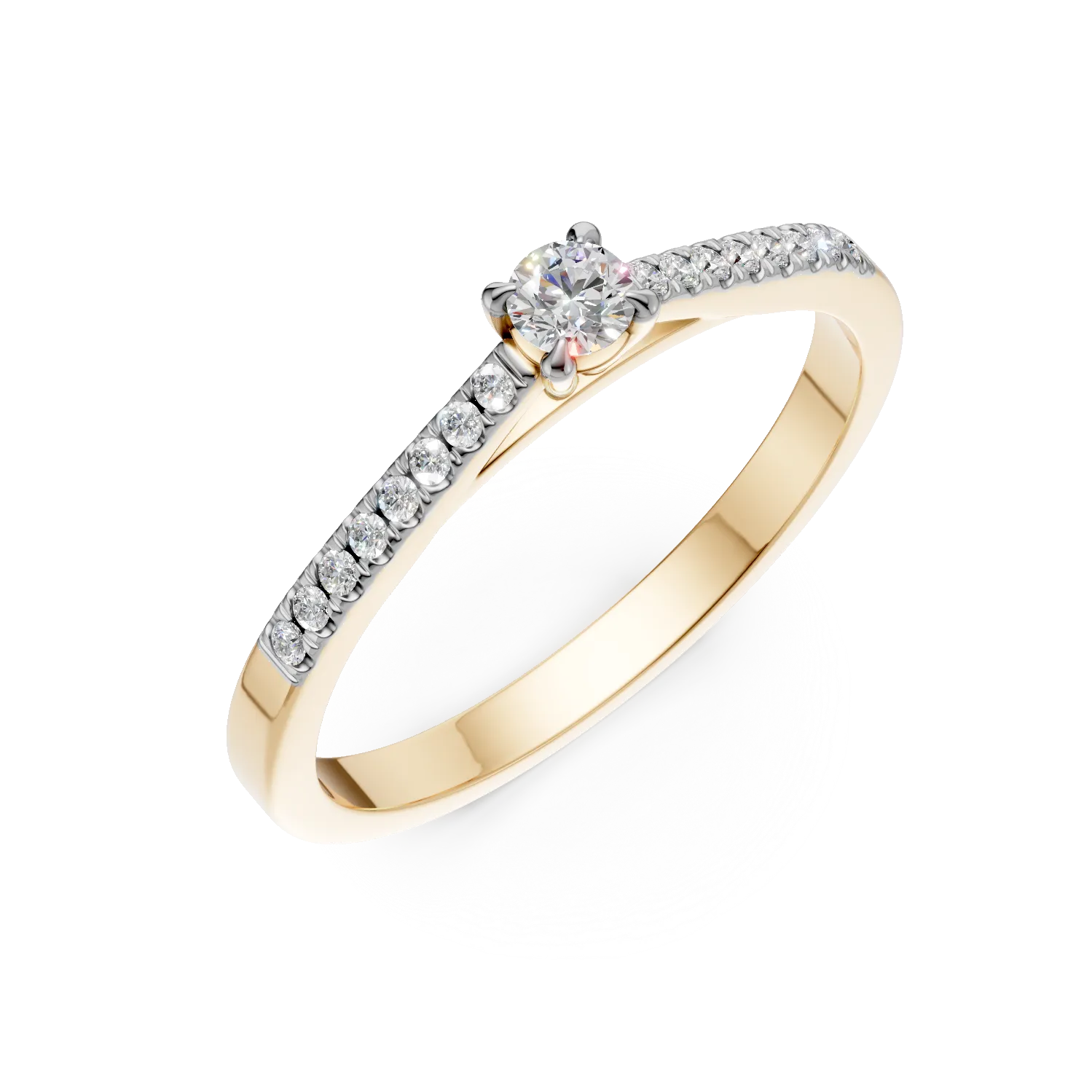 Inel de logodna din aur galben cu diamante de 0.2ct 1 Inel de logodna din aur galben cu diamante de 0.2ct