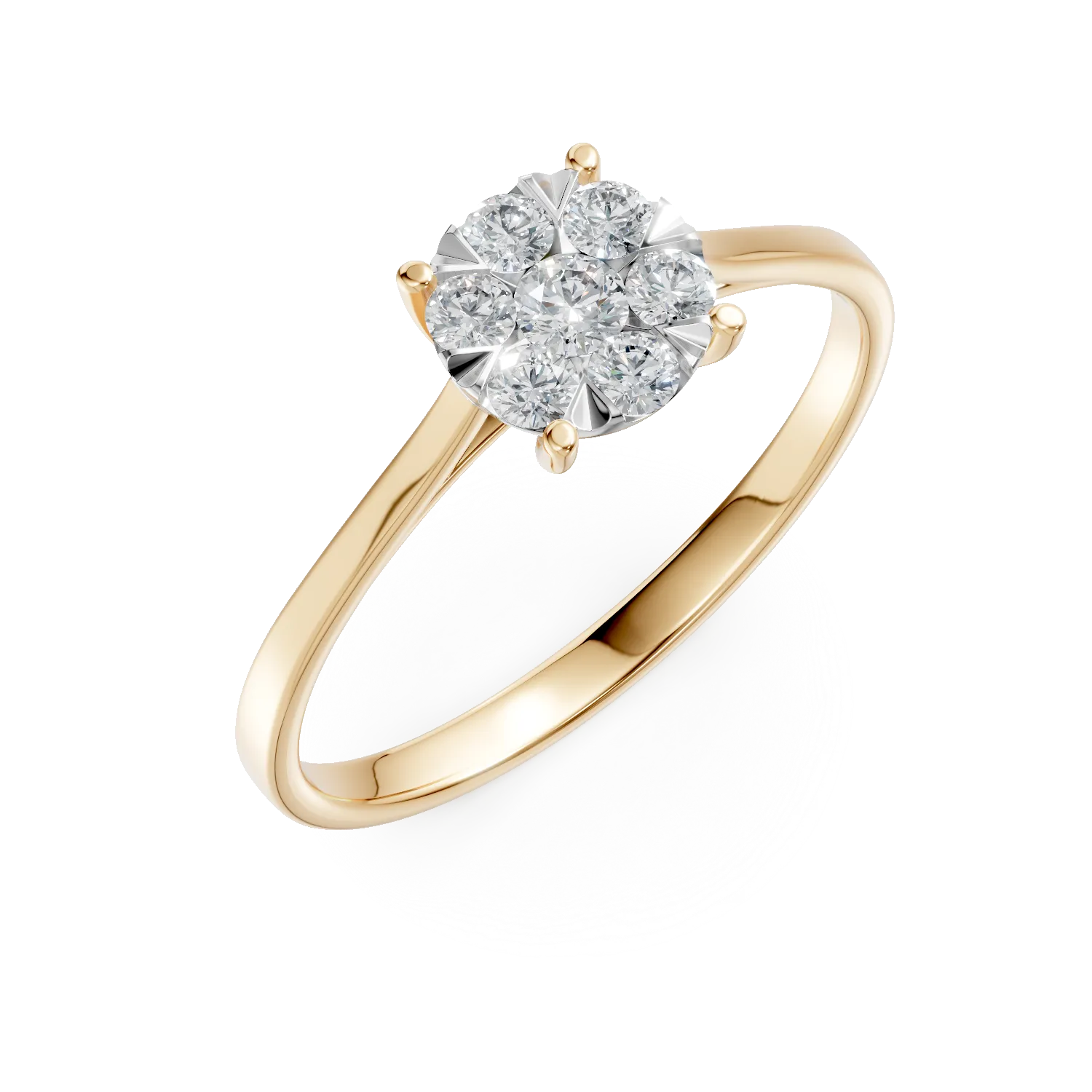 Inel de logodna din aur galben cu diamante de 0.35ct 1 Inel de logodna din aur galben cu diamante de 0.35ct