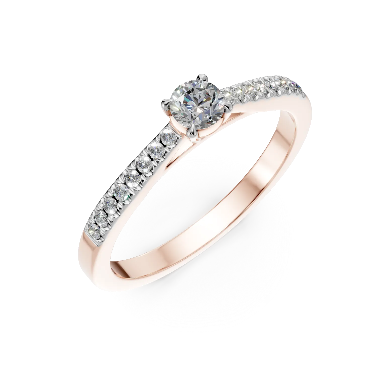 Inel de logodna din aur roz cu diamante de 0.2ct 1 Inel de logodna din aur roz cu diamante de 0.2ct
