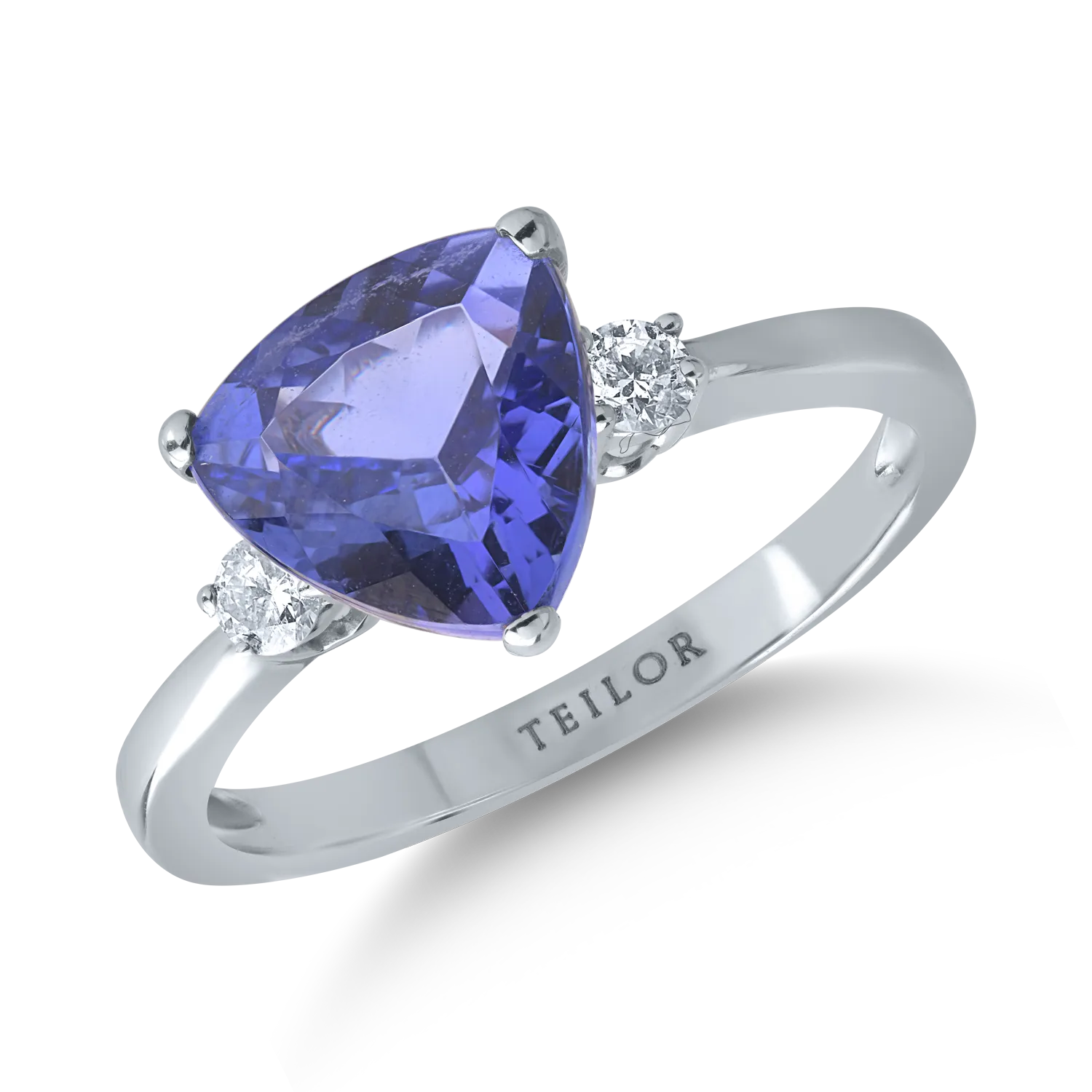 Inel din aur alb cu tanzanit de 2.31ct si diamante de 0.13ct 1 Inel din aur alb cu tanzanit de 2.31ct si diamante de 0.13ct