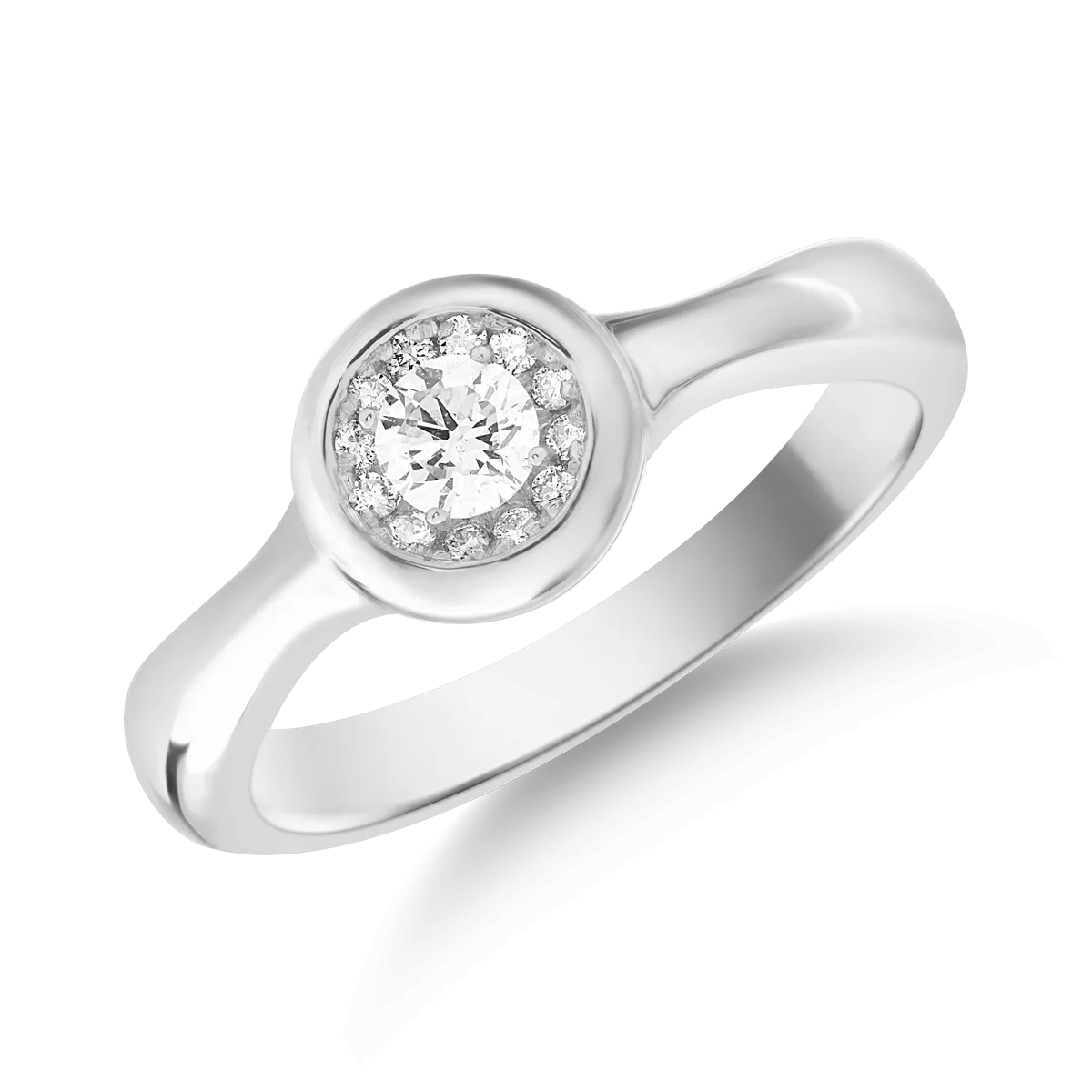 Inel din aur alb cu diamant de 0.04ct si diamante de 0.02ct 1 Inel din aur alb cu diamant de 0.04ct si diamante de 0.02ct