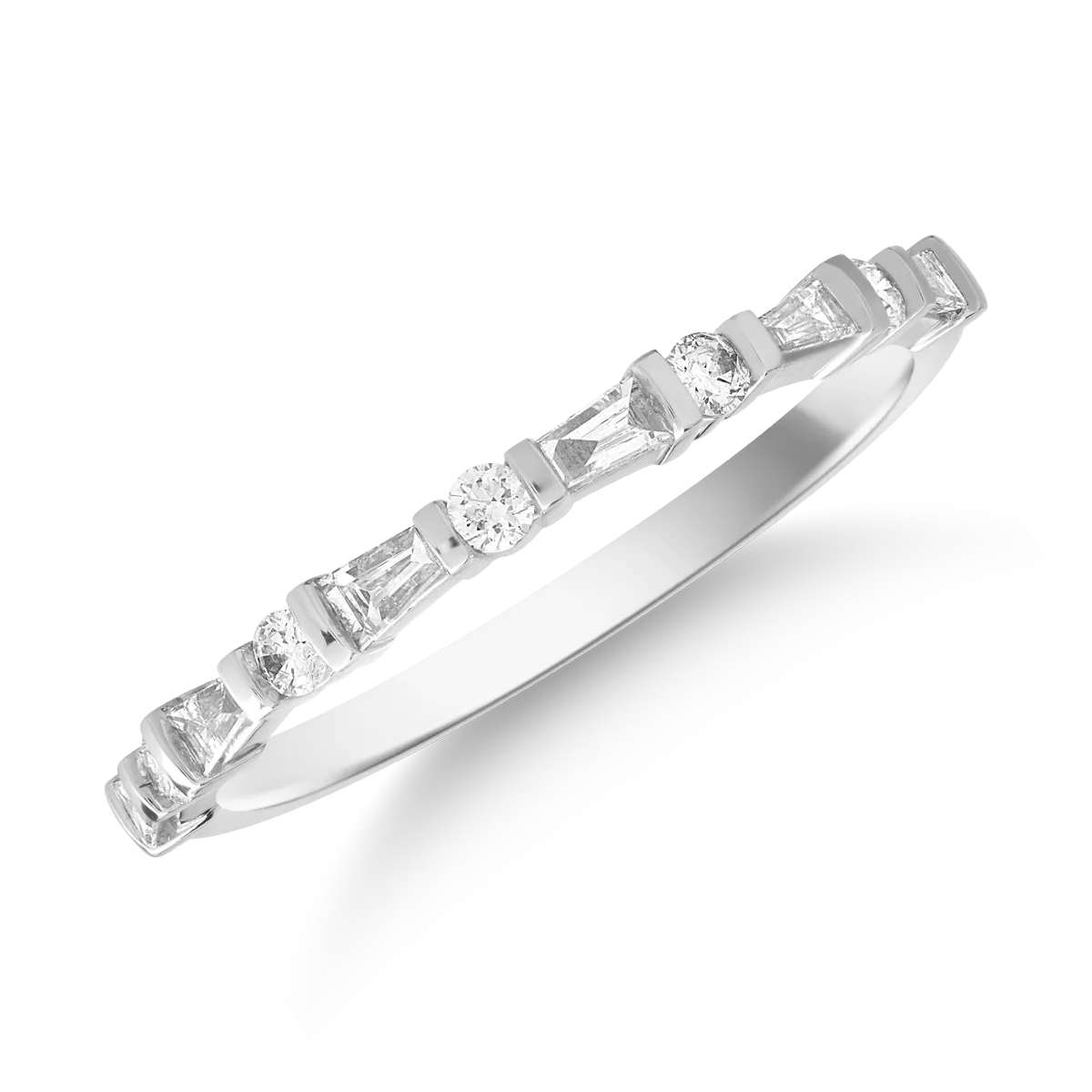 Inel din aur alb cu diamante baguette si rotunde de 0.3ct 1 Inel din aur alb cu diamante baguette si rotunde de 0.3ct