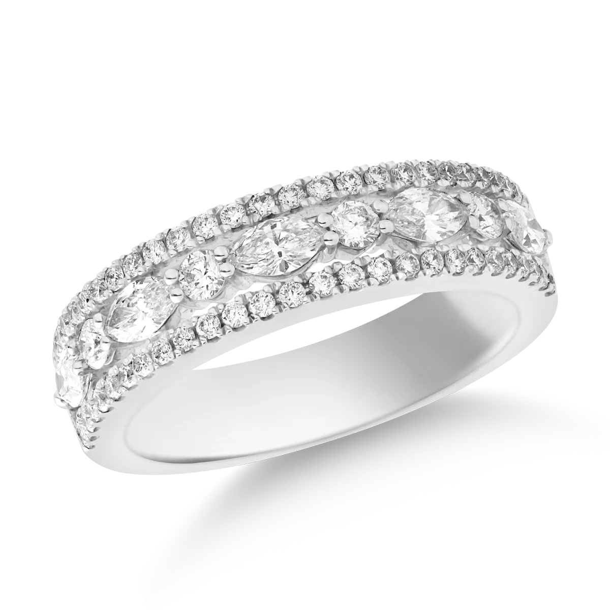 Inel din aur alb cu diamante marquise si rotunde de 0.89ct 1 Inel din aur alb cu diamante marquise si rotunde de 0.89ct