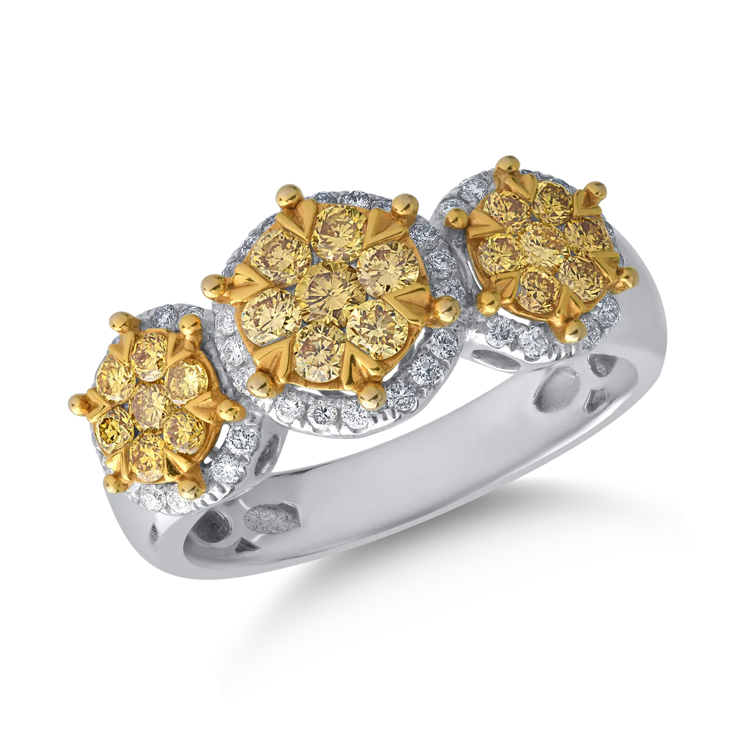 Inel din aur alb cu diamante galbene de 0.62ct si diamante transparente de 0.2ct 1 Inel din aur alb cu diamante galbene de 0.62ct si diamante transparente de 0.2ct