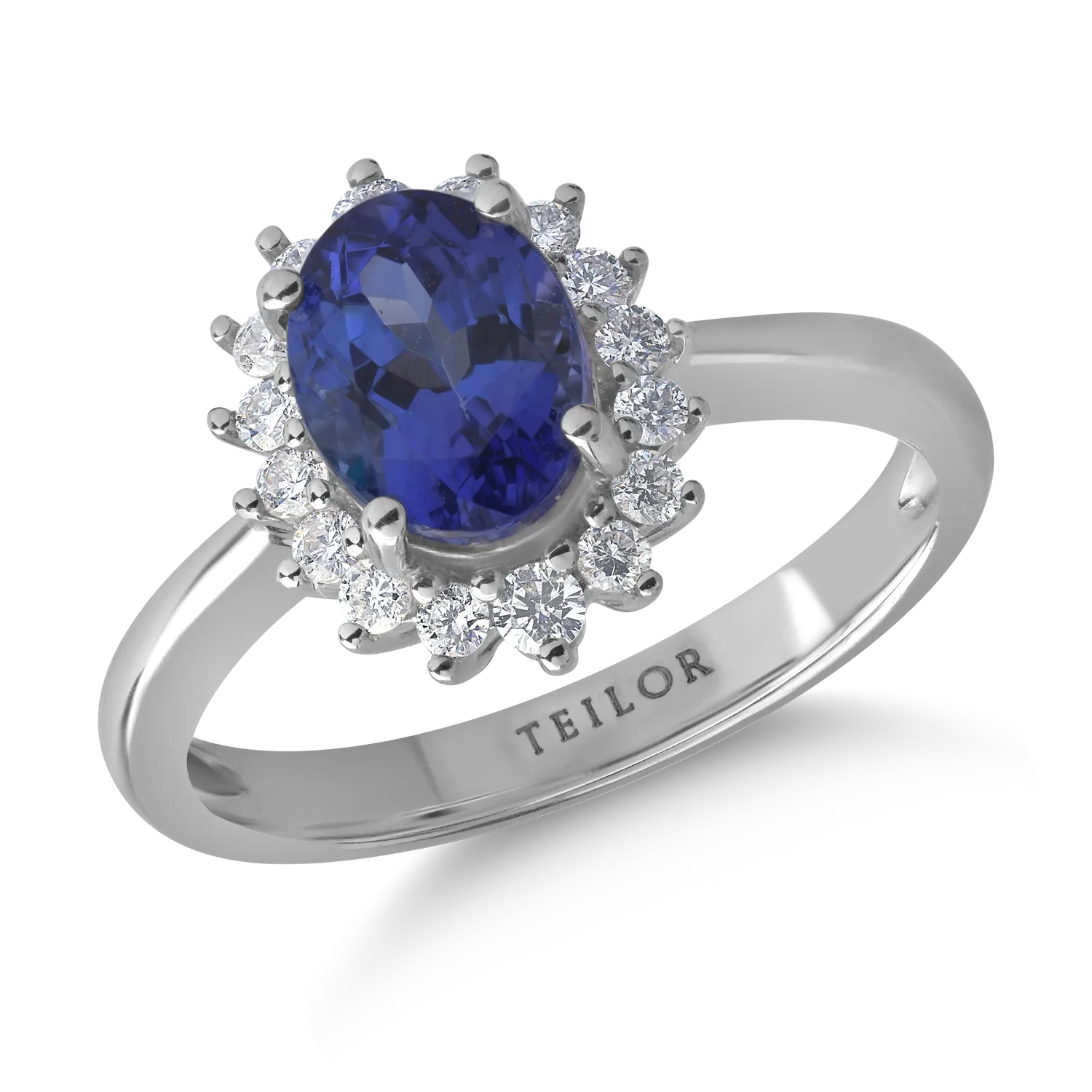 Inel din aur alb cu tanzanit oval de 1.4ct si diamante de 0.2ct 1 Inel din aur alb cu tanzanit oval de 1.4ct si diamante de 0.2ct