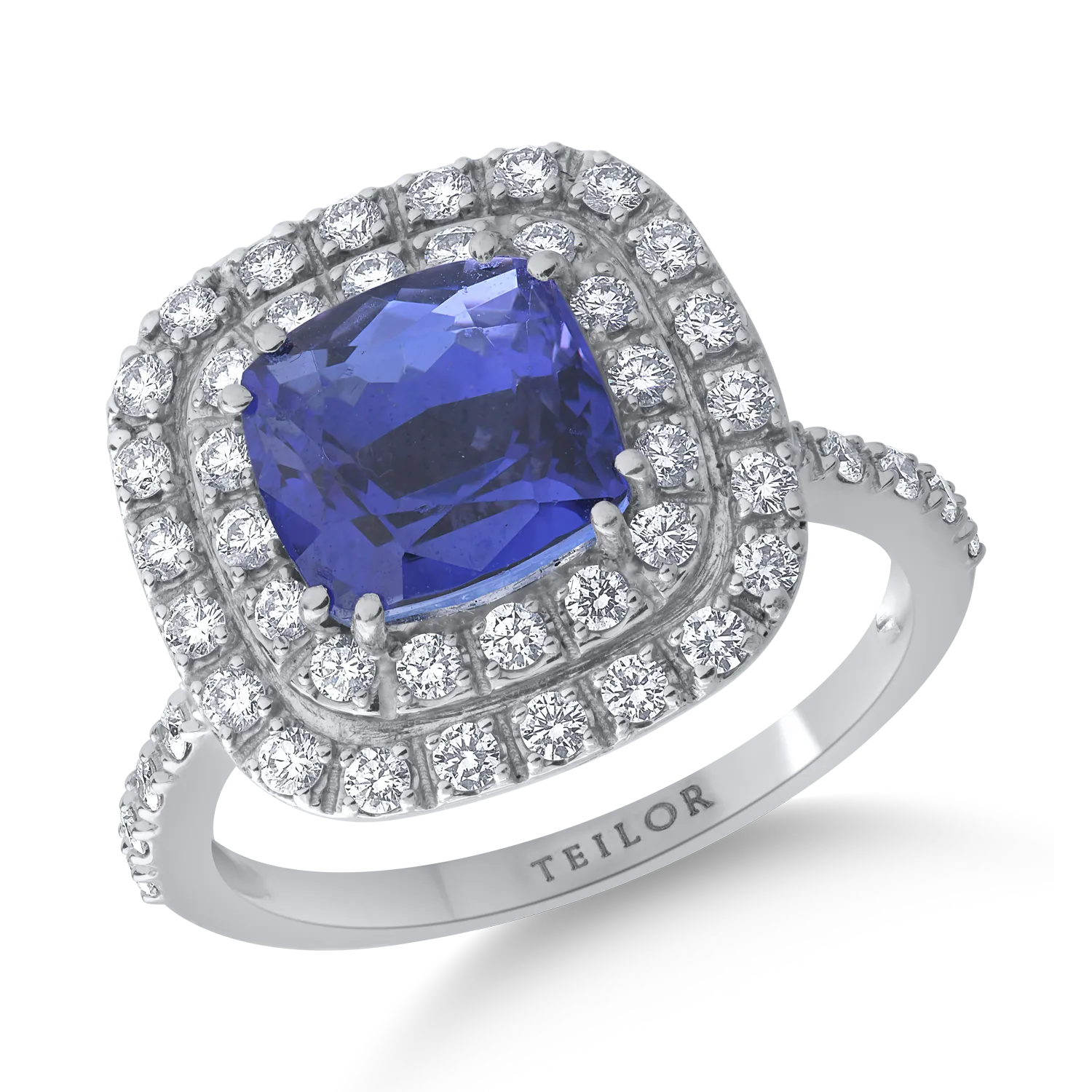 Inel din aur alb cu tanzanit de 4.03ct si diamante de 0.64ct 1 Inel din aur alb cu tanzanit de 4.03ct si diamante de 0.64ct