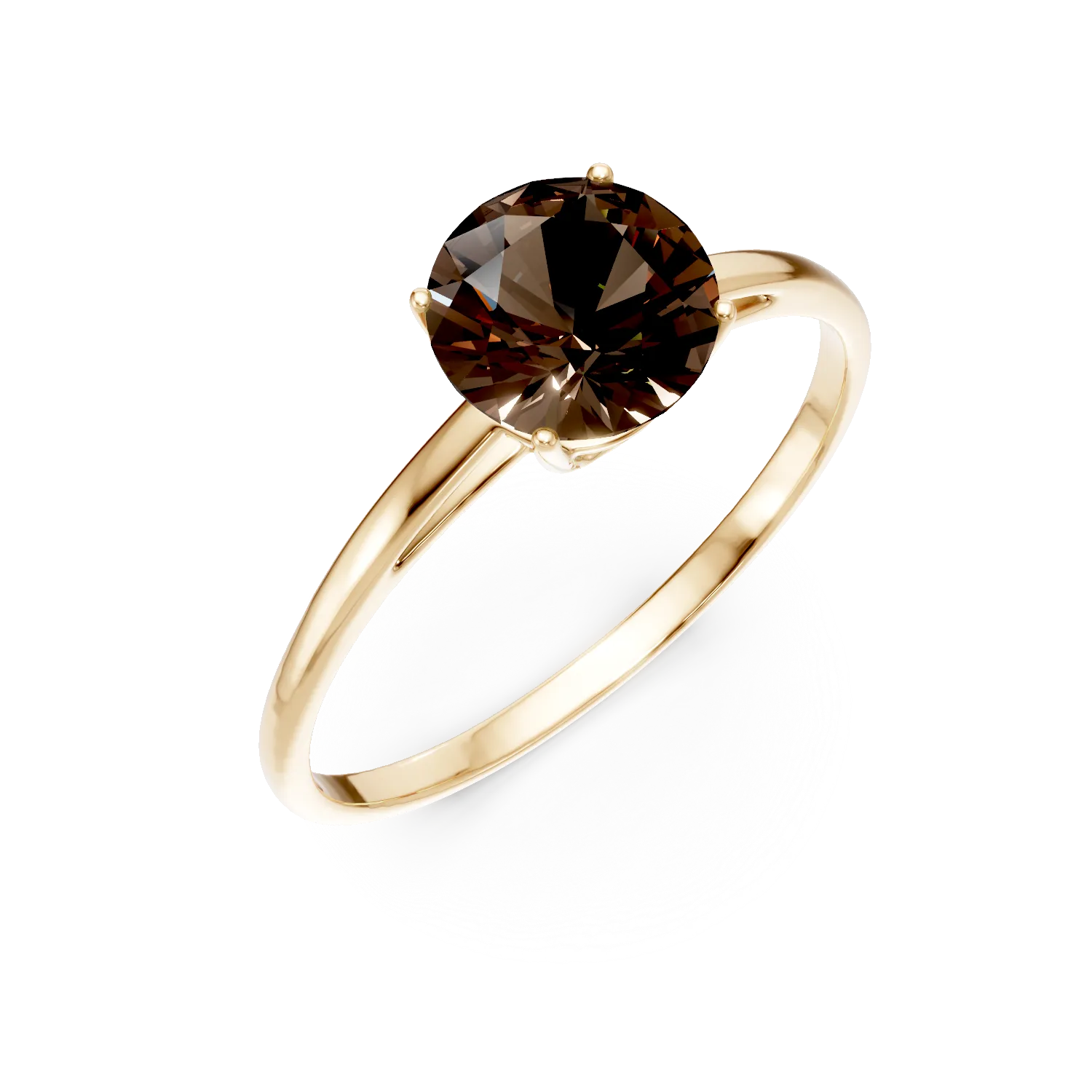 Inel din aur galben cu quartz fumuriu solitaire de 1.1ct 1 Inel din aur galben cu quartz fumuriu solitaire de 1.1ct