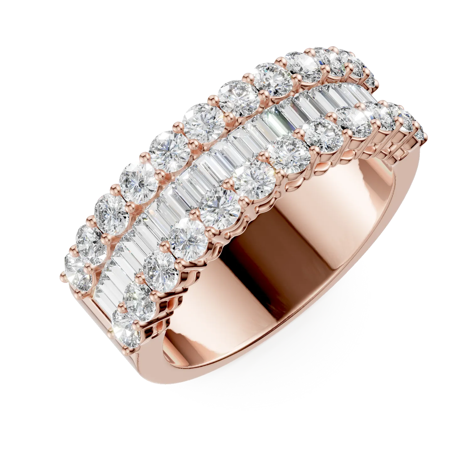 Inel din aur roz cu diamante microsetting de 2ct 1 Inel din aur roz cu diamante microsetting de 2ct