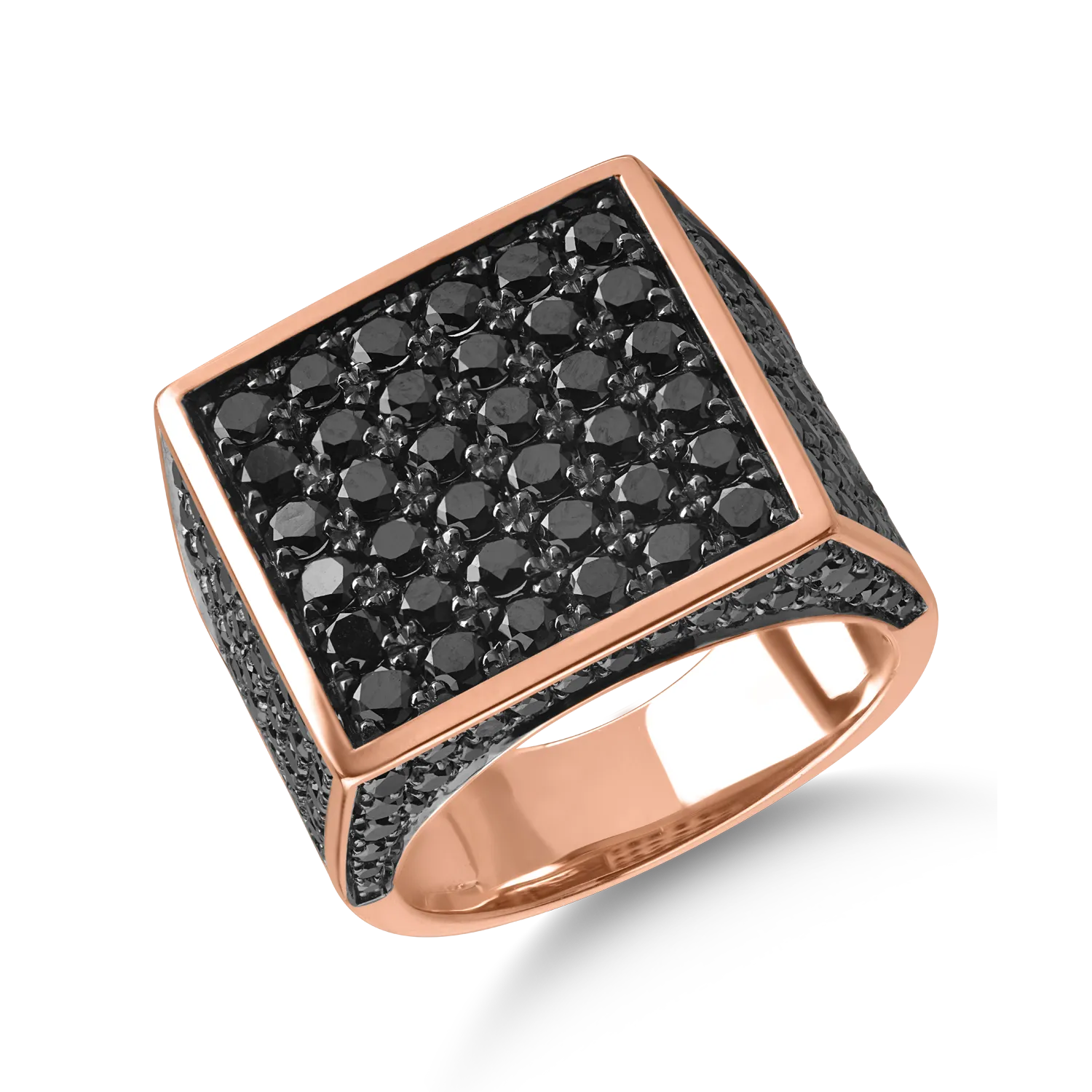 Inel din aur roz cu diamante negre de 2.7ct 1 Inel din aur roz cu diamante negre de 2.7ct