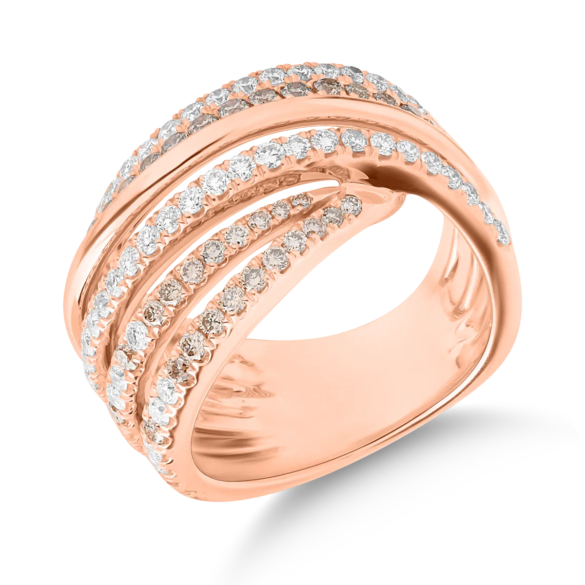 Inel din aur roz cu diamante maro de 1.18ct si diamante transparente de 0.62ct 1 Inel din aur roz cu diamante maro de 1.18ct si diamante transparente de 0.62ct