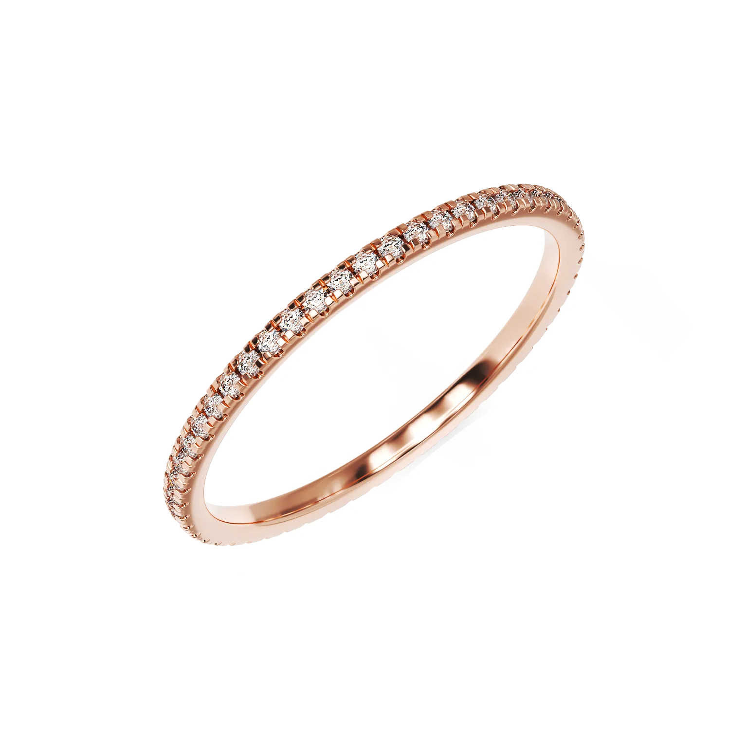 Inel eternity din aur roz cu diamante de 0.1ct 1 Inel eternity din aur roz cu diamante de 0.1ct