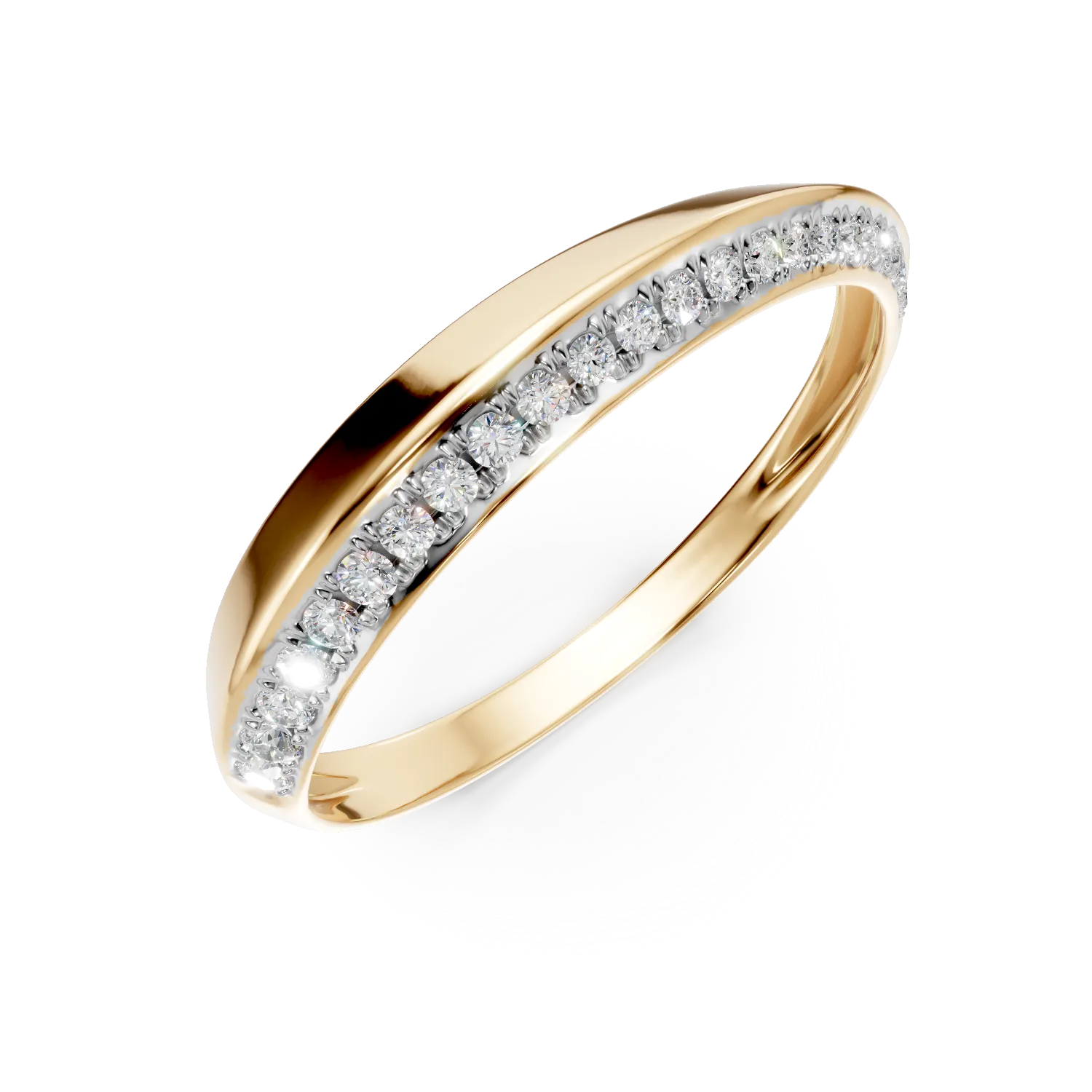 Inel geometric din aur galben cu diamante de 0.1ct 1 Inel geometric din aur galben cu diamante de 0.1ct
