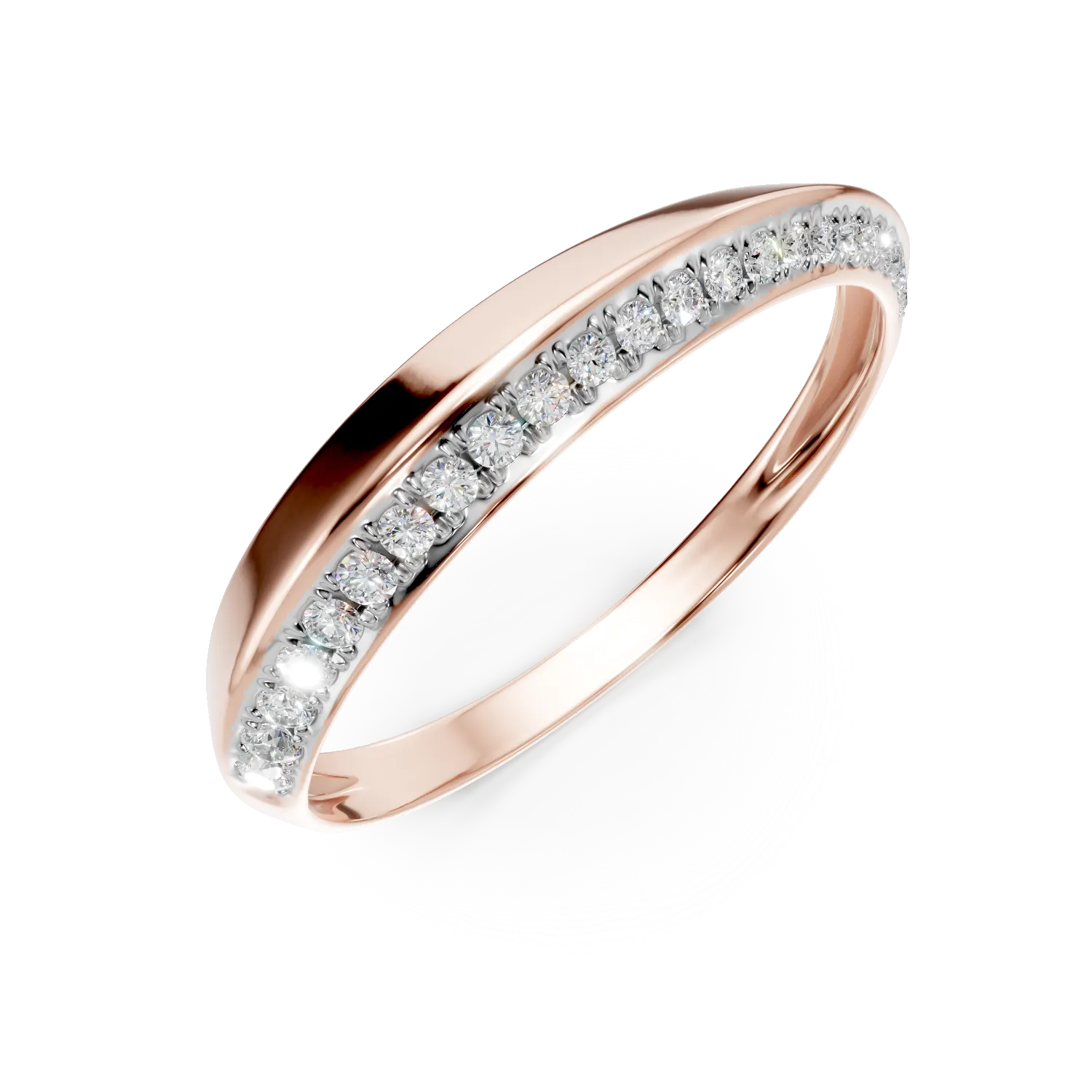 Inel geometric din aur roz cu diamante de 0.1ct 1 Inel geometric din aur roz cu diamante de 0.1ct