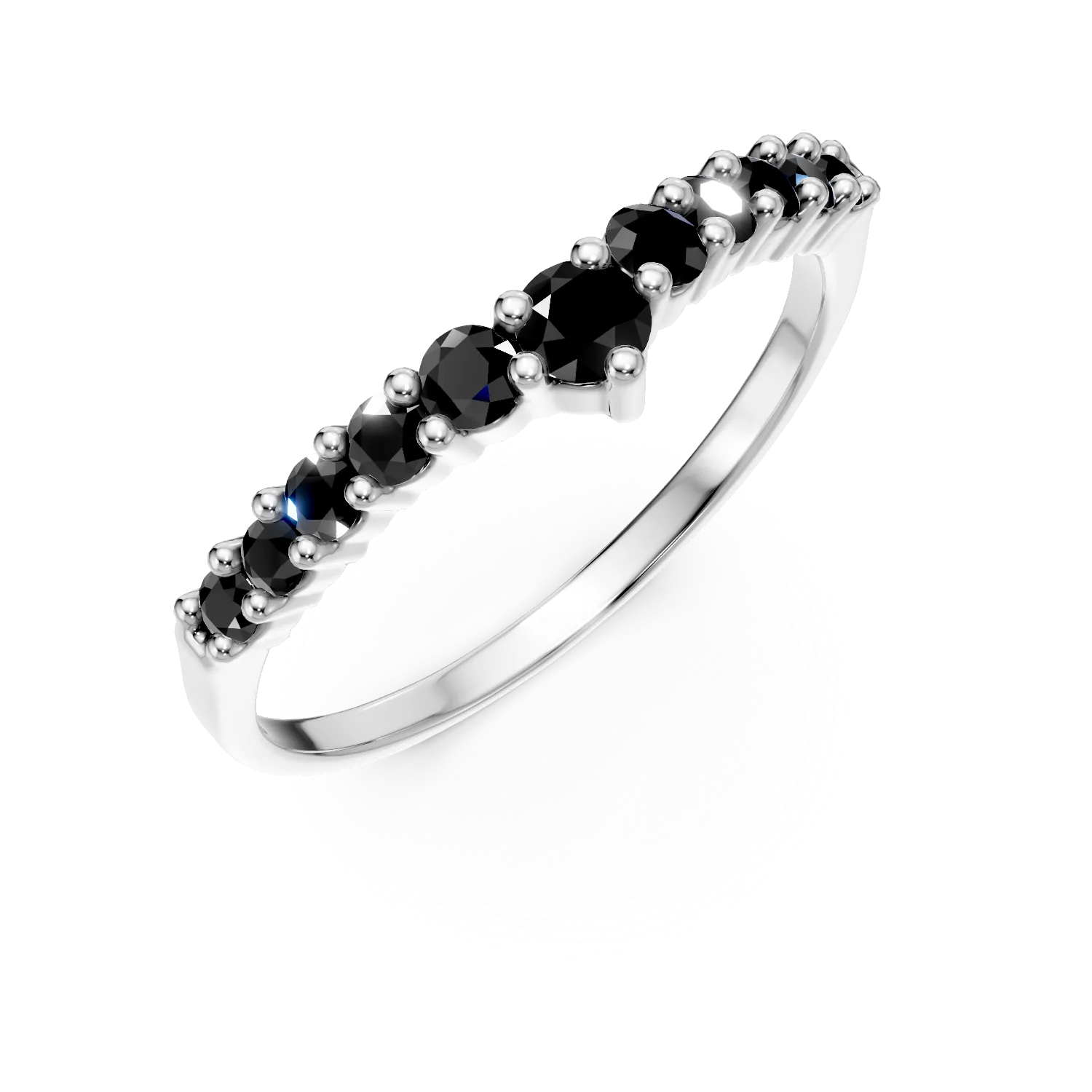Inel semi eternity din aur alb cu zirconia microsetting