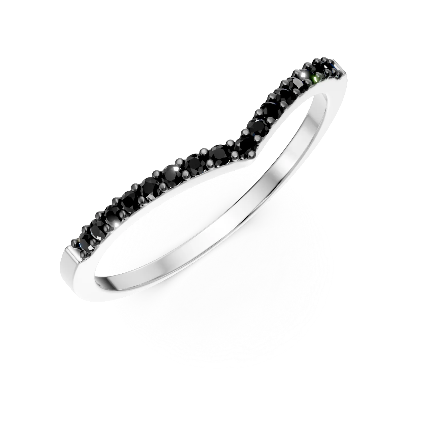 Inel semi eternity din aur alb cu zirconia microsetting
