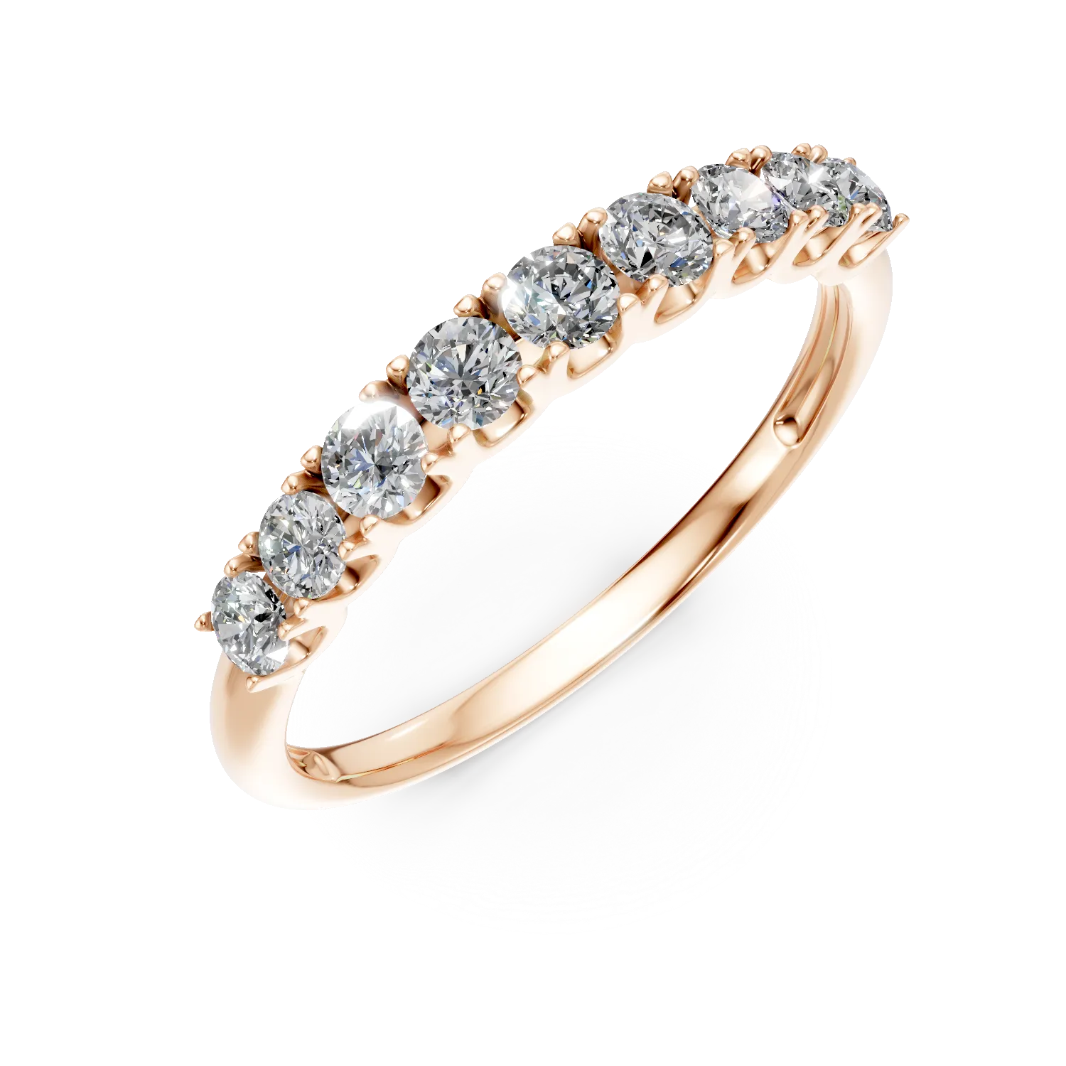 Inel semi eternity din aur roz cu diamante de 0.5ct