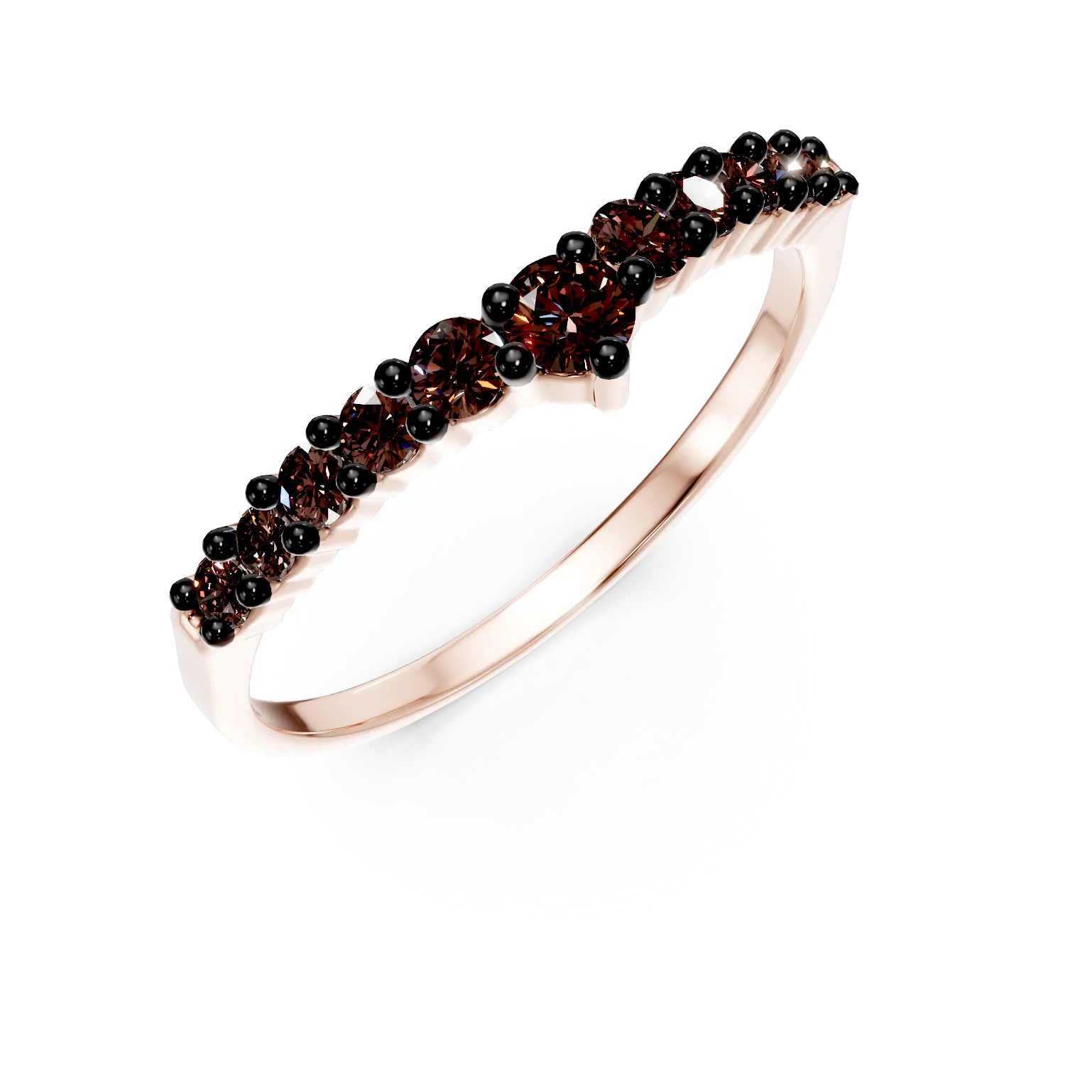 Inel semi eternity din aur roz cu zirconia microsetting