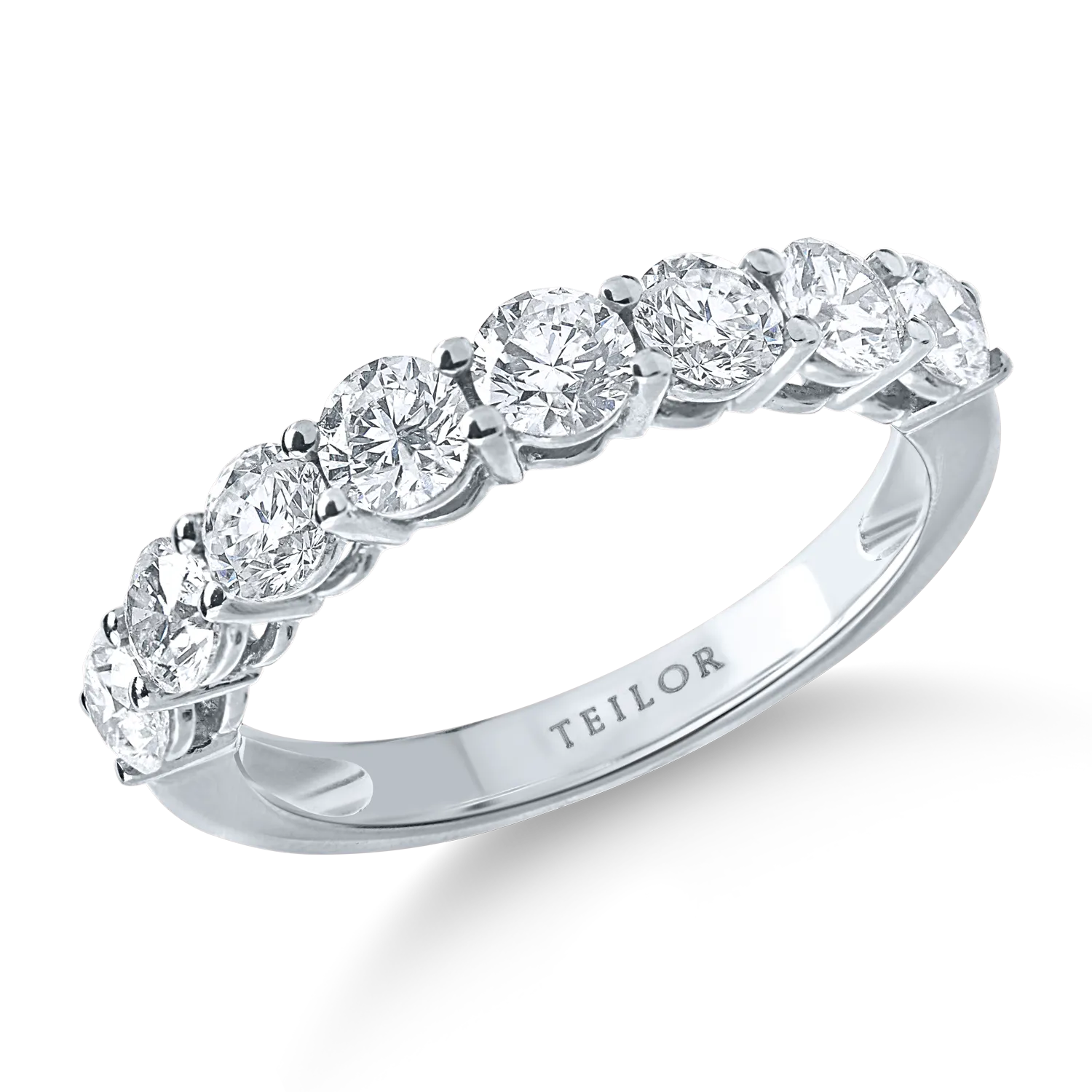 Inel semieternity din aur alb cu diamante de 1.5ct