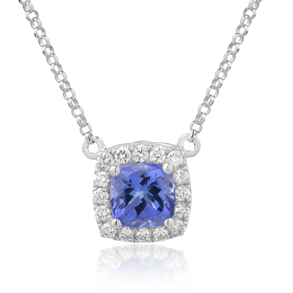 Lant cu pandantiv din aur alb cu tanzanit de 1.16ct si diamante de 0.21ct 1 Lant cu pandantiv din aur alb cu tanzanit de 1.16ct si diamante de 0.21ct
