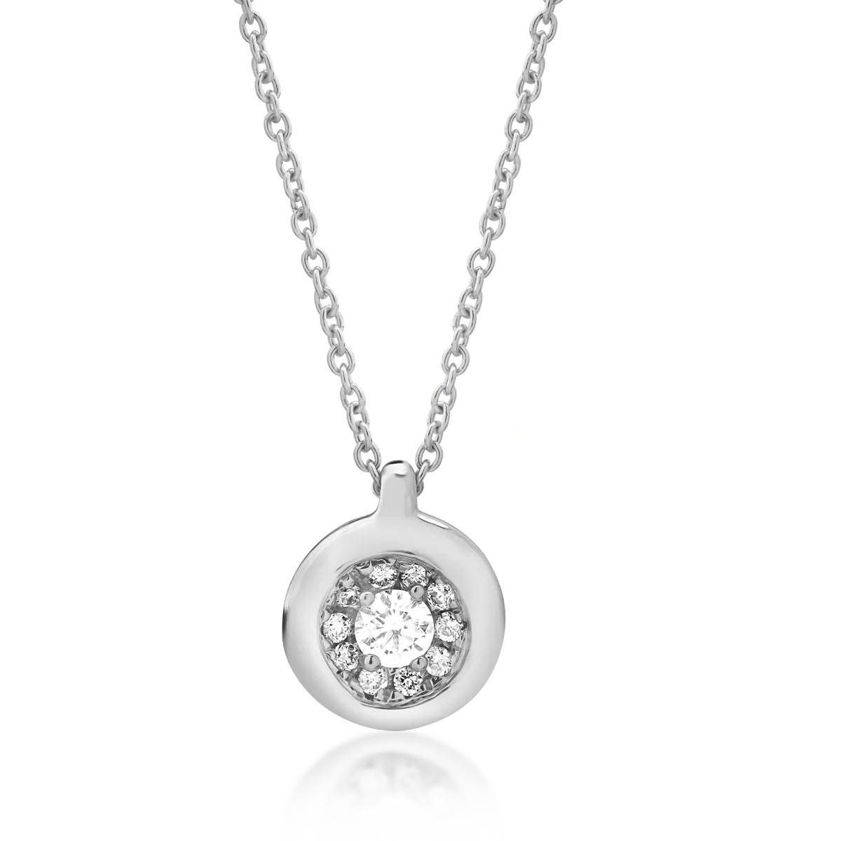 Lant cu pandantiv din aur alb cu diamant de 0.05ct si diamante de 0.03ct