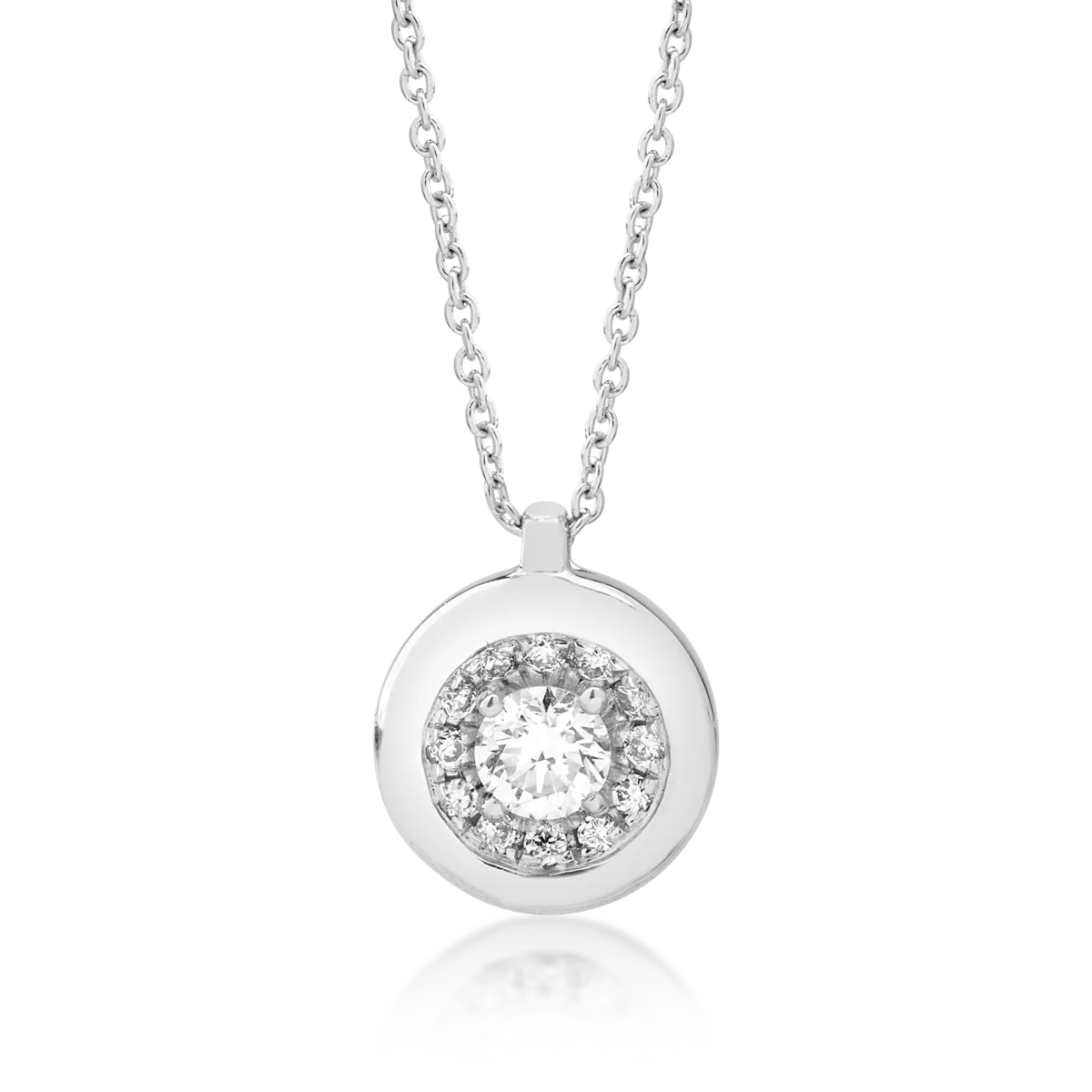 Lant cu pandantiv din aur alb cu diamant de 0.12ct si diamante de 0.05ct