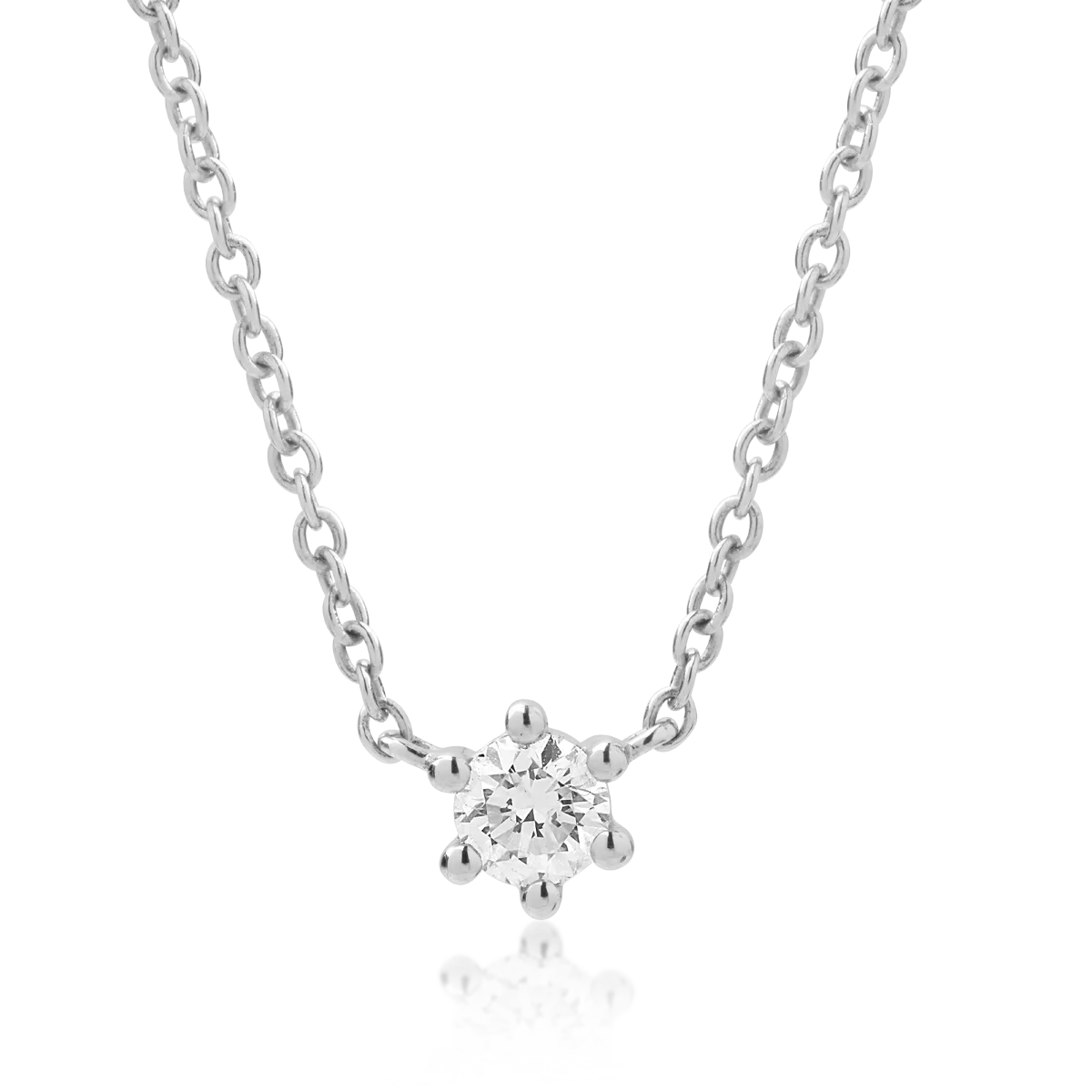 Lant cu pandantiv din aur alb cu diamant de 0.14ct