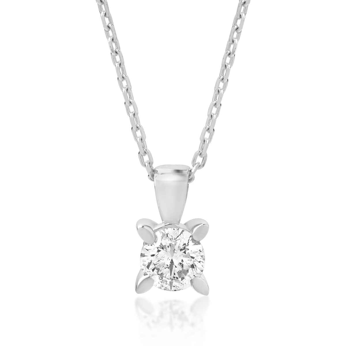 Lant cu pandantiv din aur alb cu diamant de 0.15ct