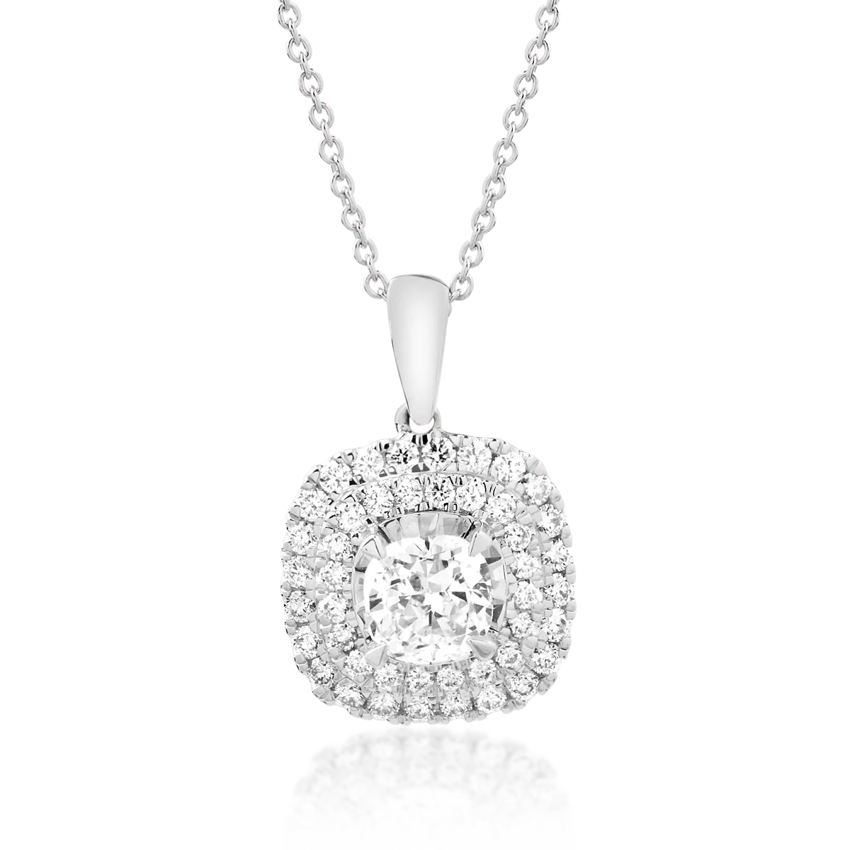 Lant cu pandantiv din aur alb cu diamant de 0.2ct si diamante de 0.11ct