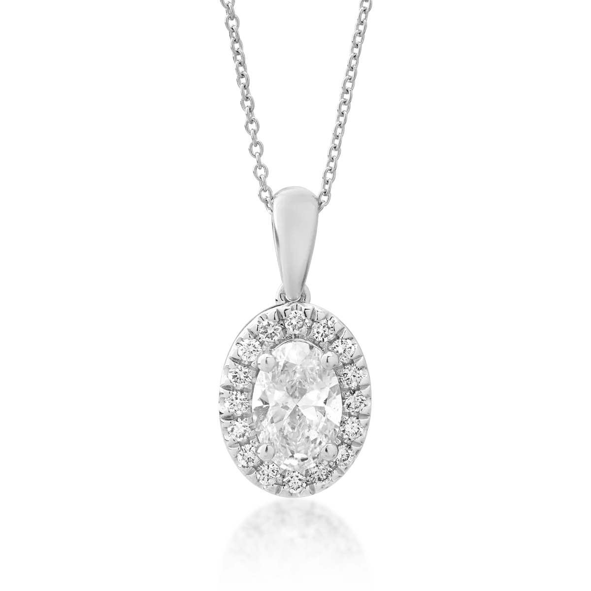 Lant cu pandantiv din aur alb cu diamant de 0.6ct si diamante de 0.123ct 1 Lant cu pandantiv din aur alb cu diamant de 0.6ct si diamante de 0.123ct