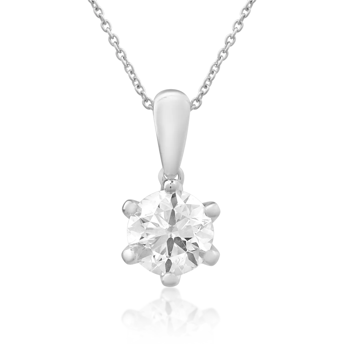 Lant cu pandantiv din aur alb cu diamant de 1ct
