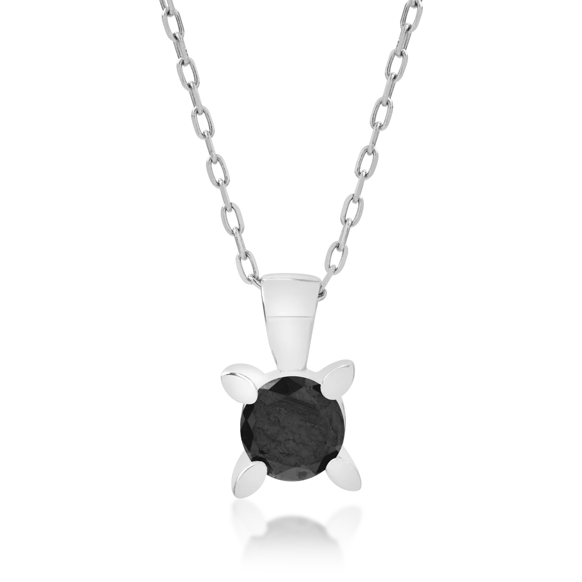 Lant cu pandantiv din aur alb cu diamant negru de 0.4ct 1 Lant cu pandantiv din aur alb cu diamant negru de 0.4ct