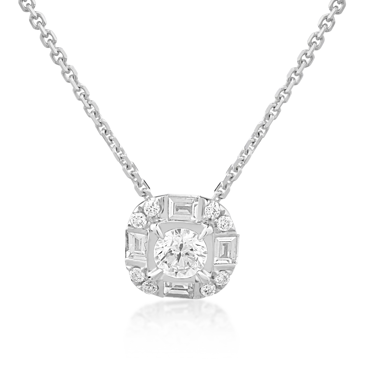 Lant cu pandantiv din aur alb cu diamante de 0.379ct
