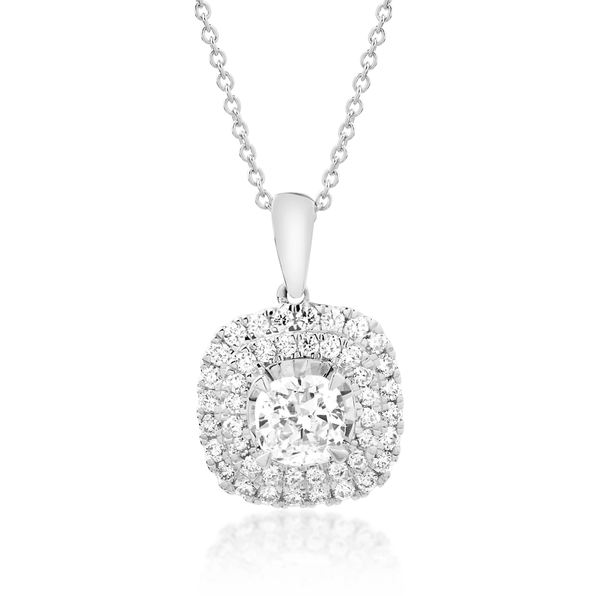 Lant cu pandantiv din aur alb cu diamante de 0.55ct