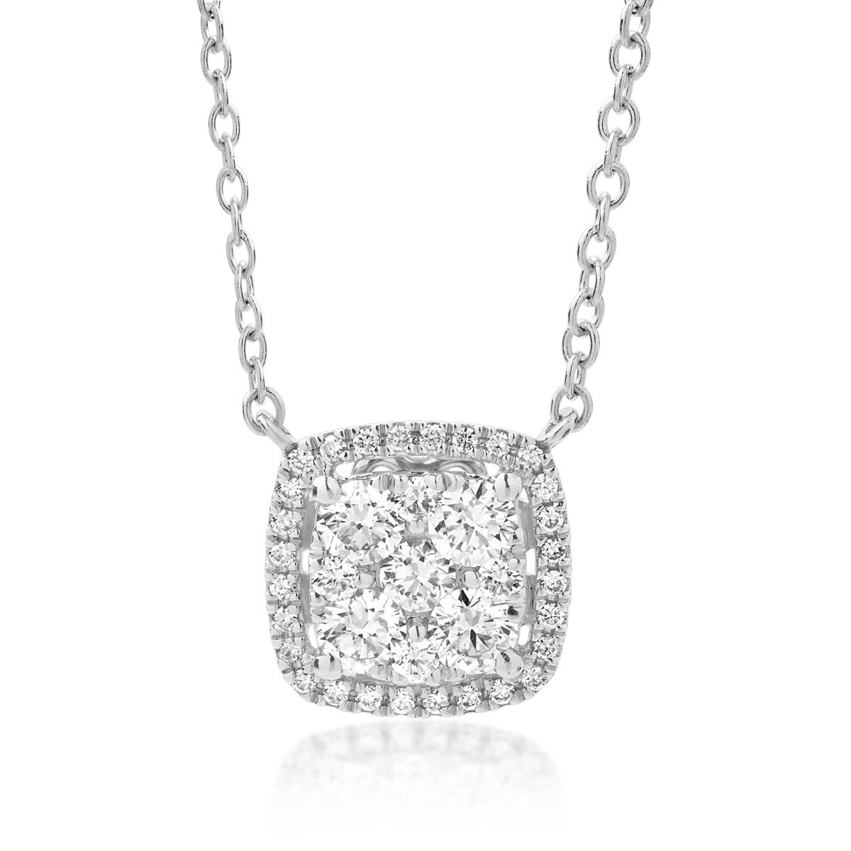 Lant cu pandantiv din aur alb cu diamante de 0.5ct 1 Lant cu pandantiv din aur alb cu diamante de 0.5ct
