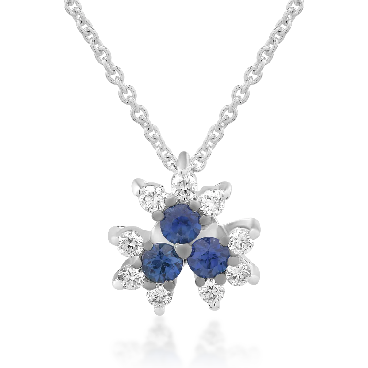 Lant cu pandantiv din aur alb cu safire de 0.3ct si diamante de 0.17ct 1 Lant cu pandantiv din aur alb cu safire de 0.3ct si diamante de 0.17ct