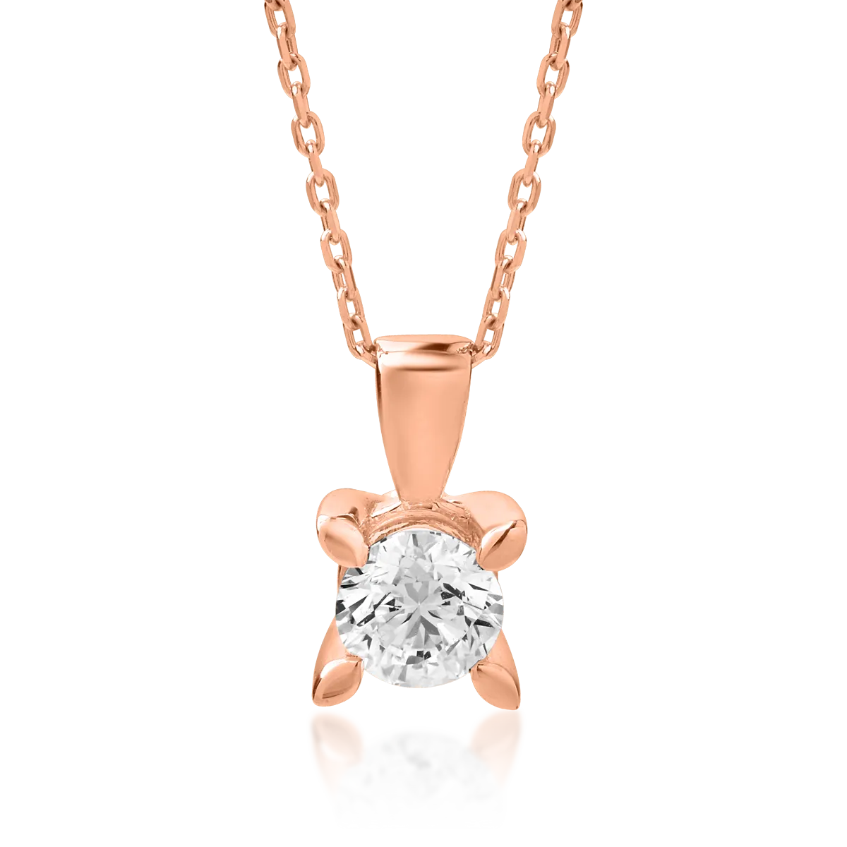 Lant cu pandantiv din aur roz cu diamant de 0.4ct 1 Lant cu pandantiv din aur roz cu diamant de 0.4ct