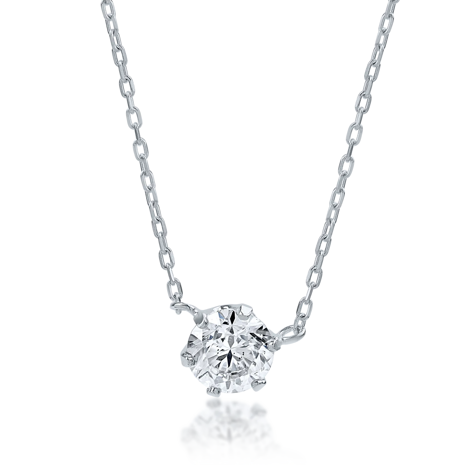 Lant din aur alb cu pandantiv cu un diamant de 0.31ct