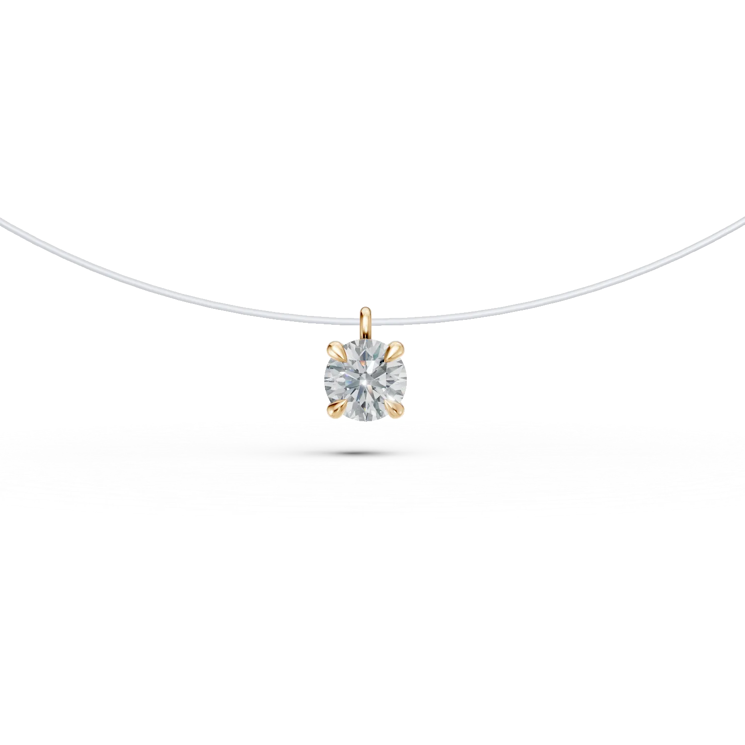 Lant fir transparent cu pandantiv din aur galben si diamant solitaire de 0.2ct