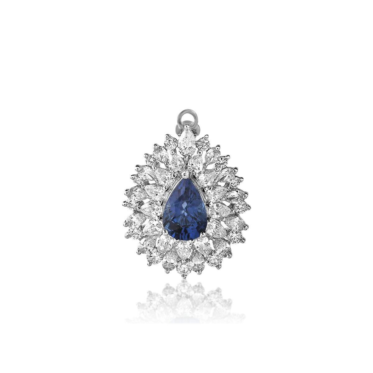 Pandant din aur alb cu safir de 1.98ct si diamante de 1.9ct