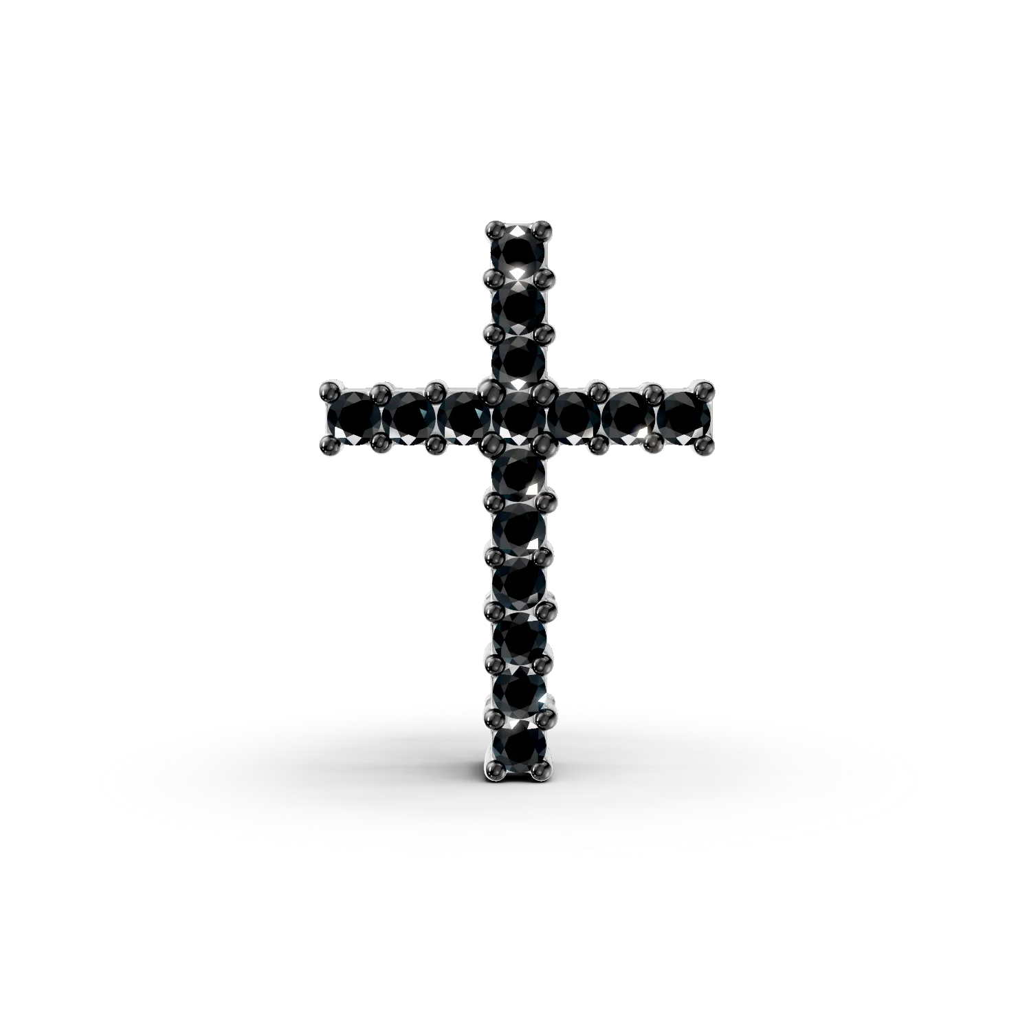 Pandantiv cruce din aur alb cu diamante negre de 0.14ct