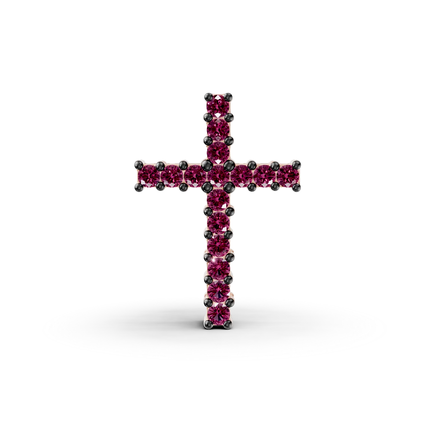 Pandantiv cruce din aur roz cu rubine de 0.17ct