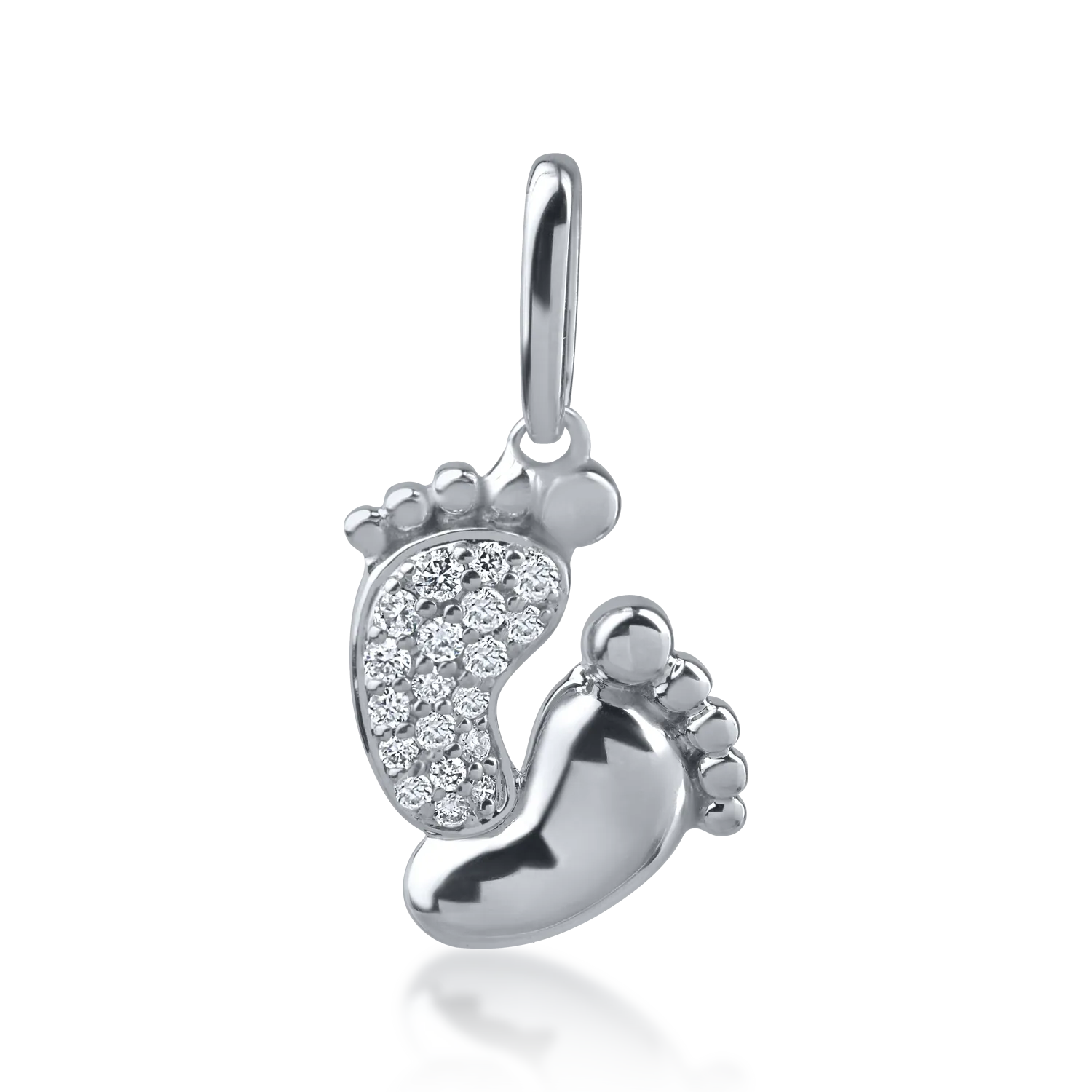 Pandantiv picioruse din aur alb cu diamante de 0.05ct