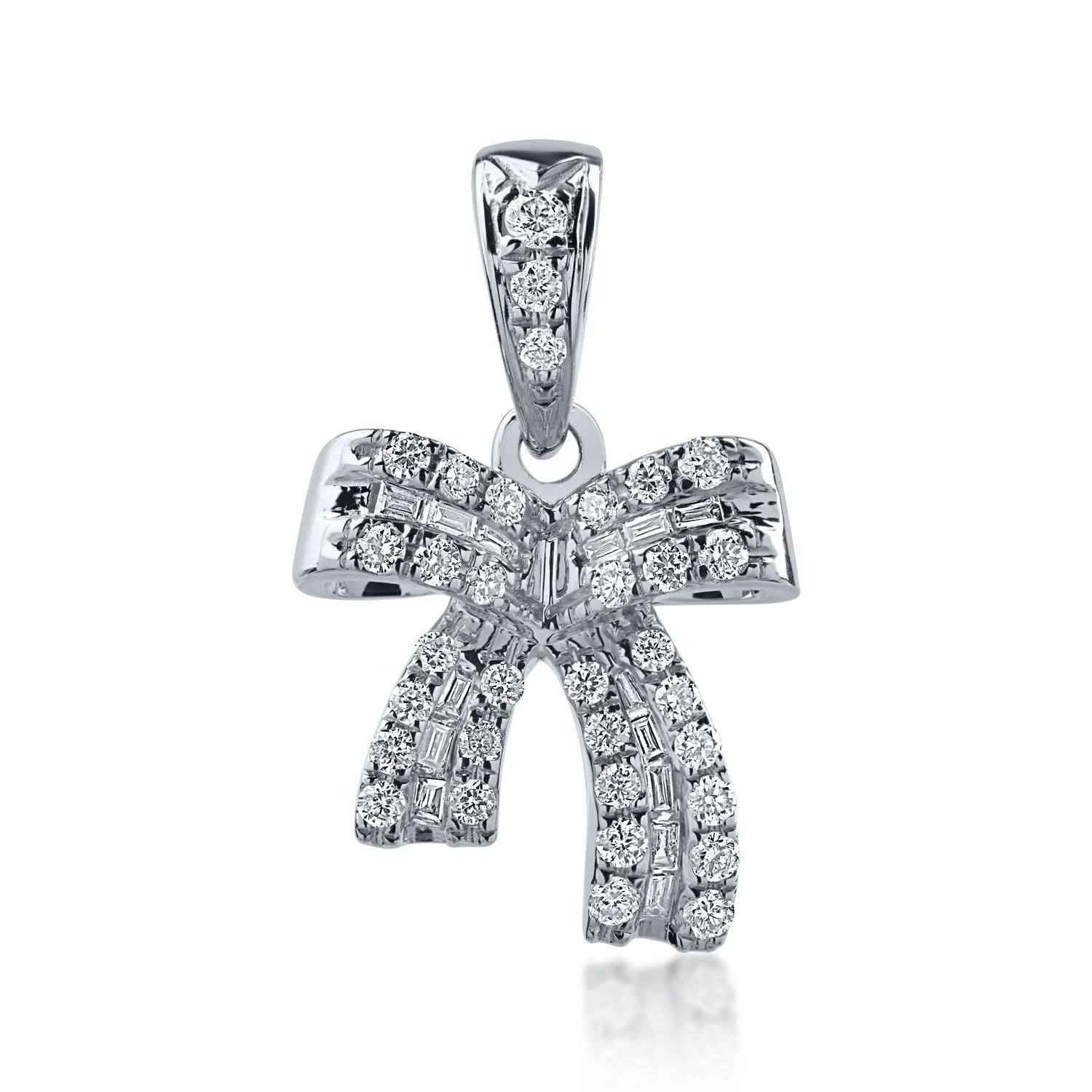 Pandantiv fundita din aur alb cu diamante baguette si rotunde de 0.19ct