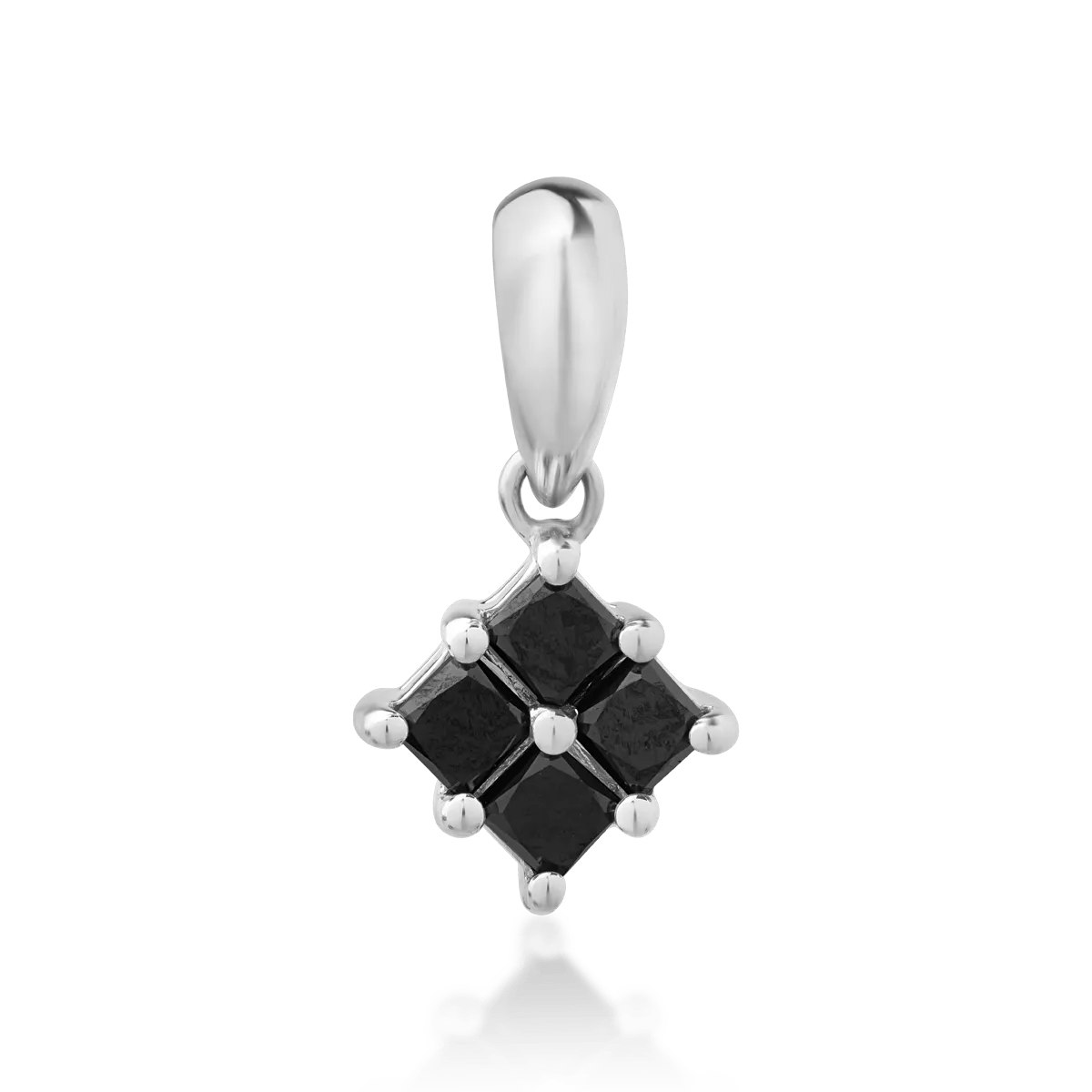 Pandantiv din aur alb cu diamante negre square de 0.405ct